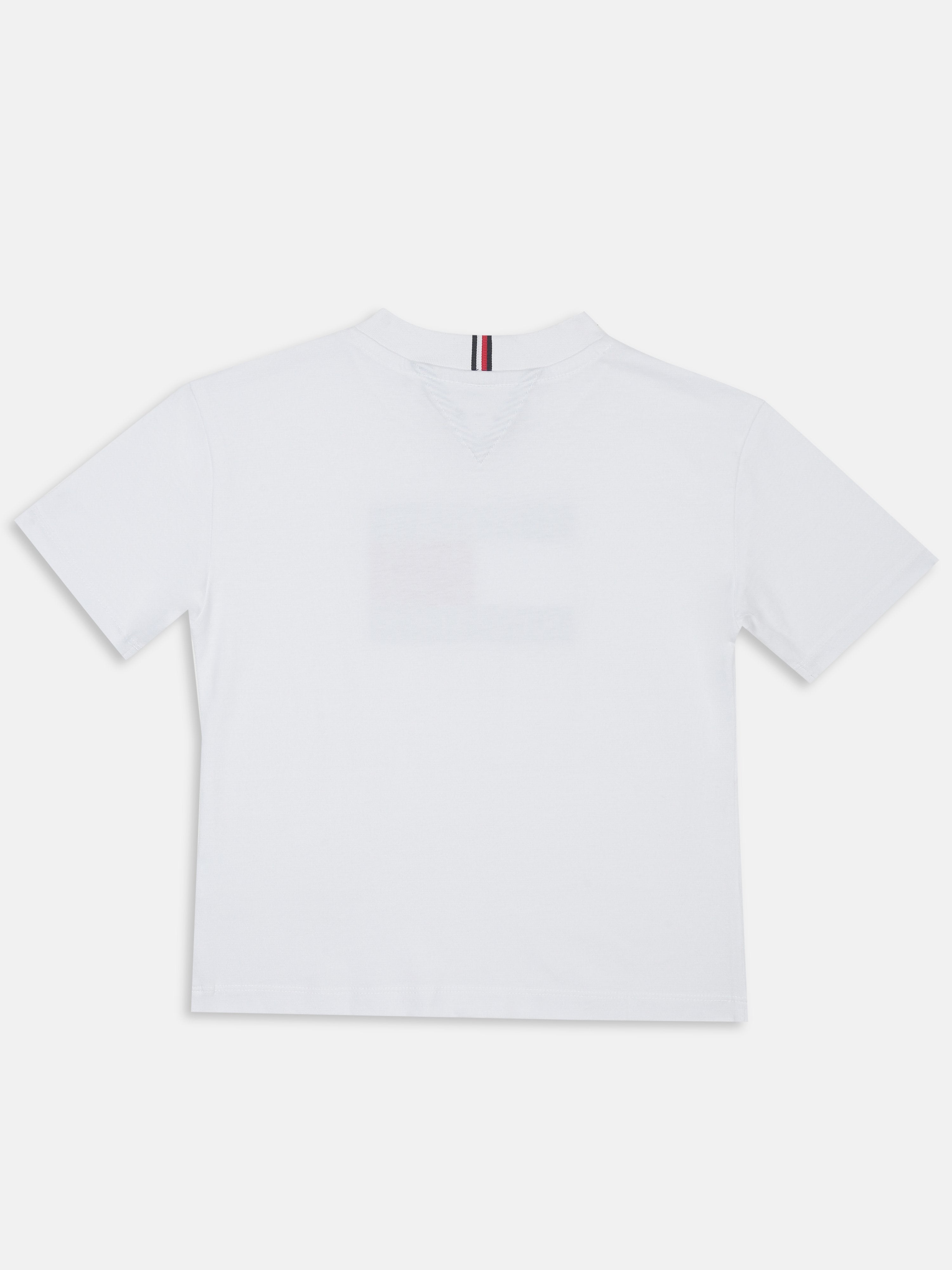 Boys White Logo Cotton Regular Fit T-Shirt