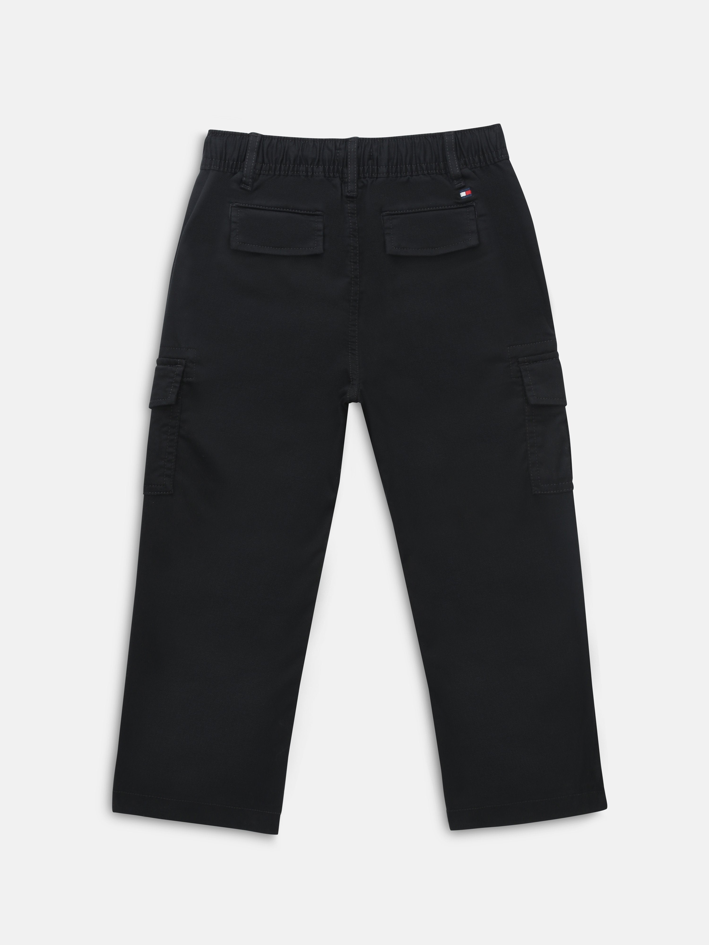 Boys Black Relaxed Fit Cotton Cargo Trousers