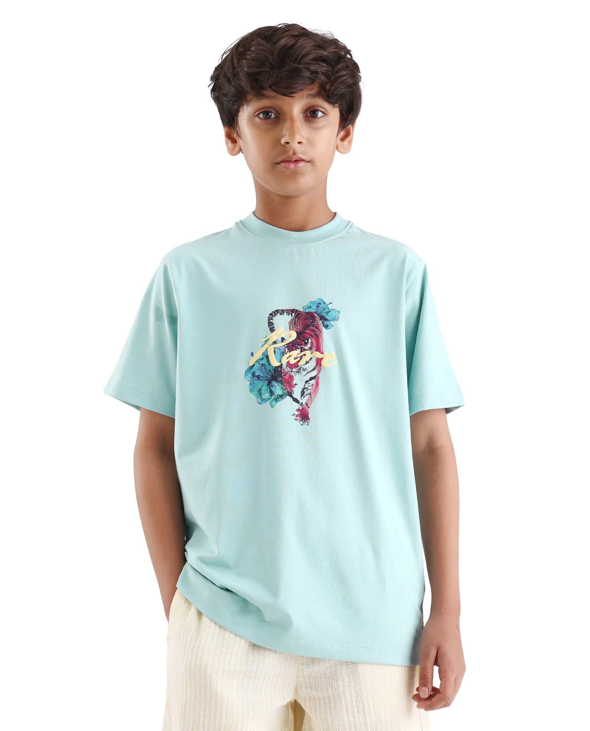 Rare Ones Boys Dusky Blue Digital Print Regular Fit T-Shirt
