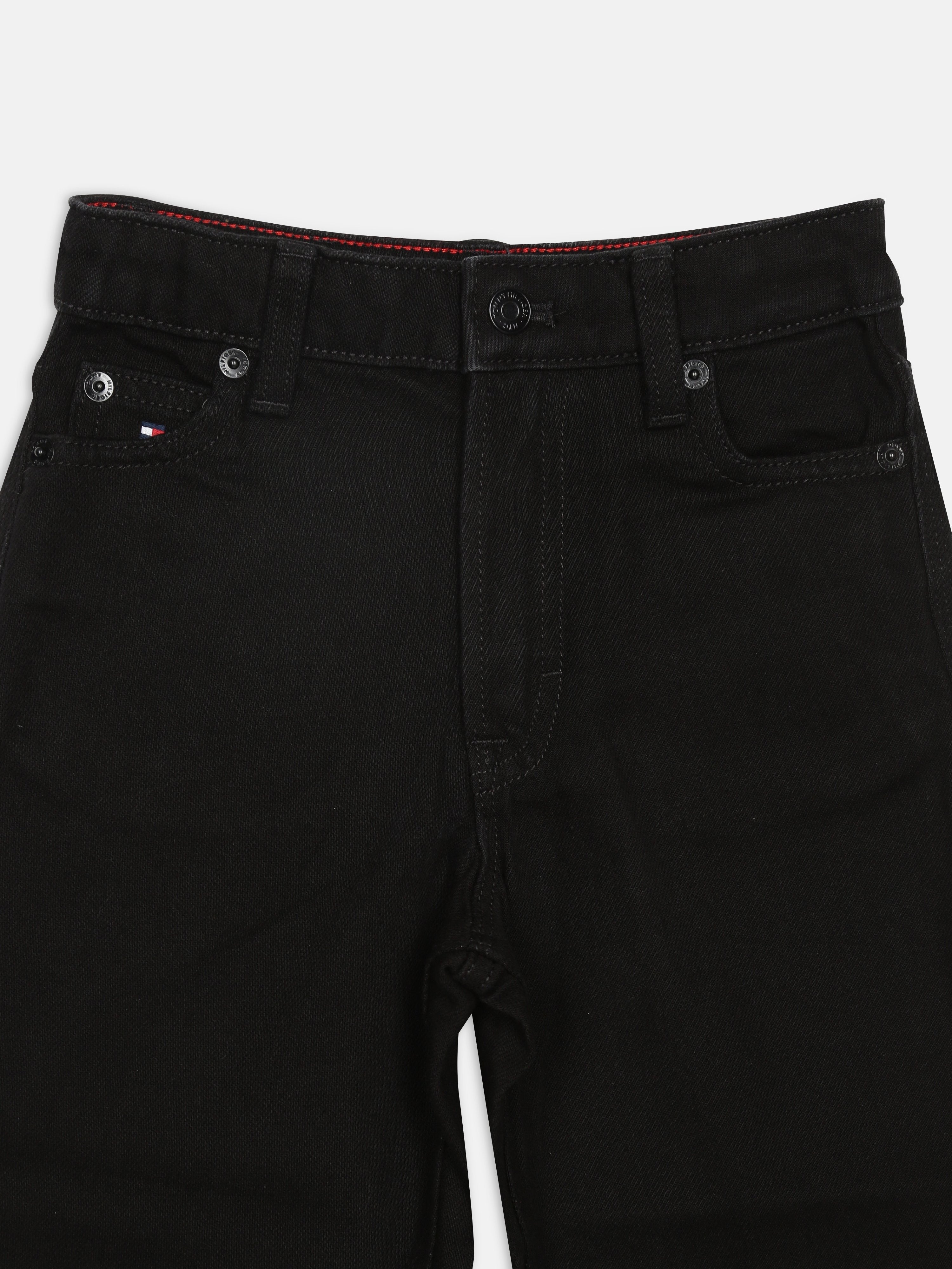 Girls Black Straight Fit Denim Jeans with Soft Blend