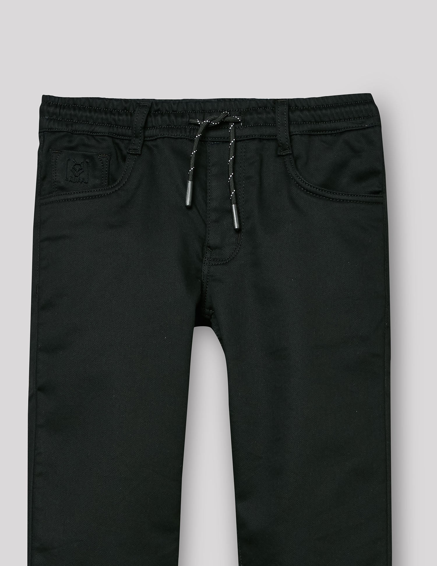 Boys Black Cotton Blend Denim Jogger Regular Fit Jeans