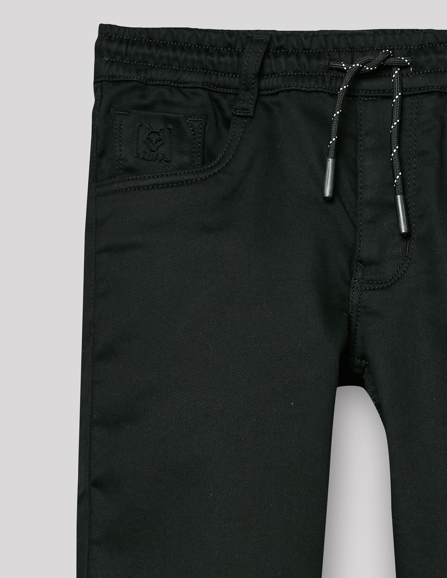 Boys Black Cotton Blend Denim Jogger Regular Fit Jeans