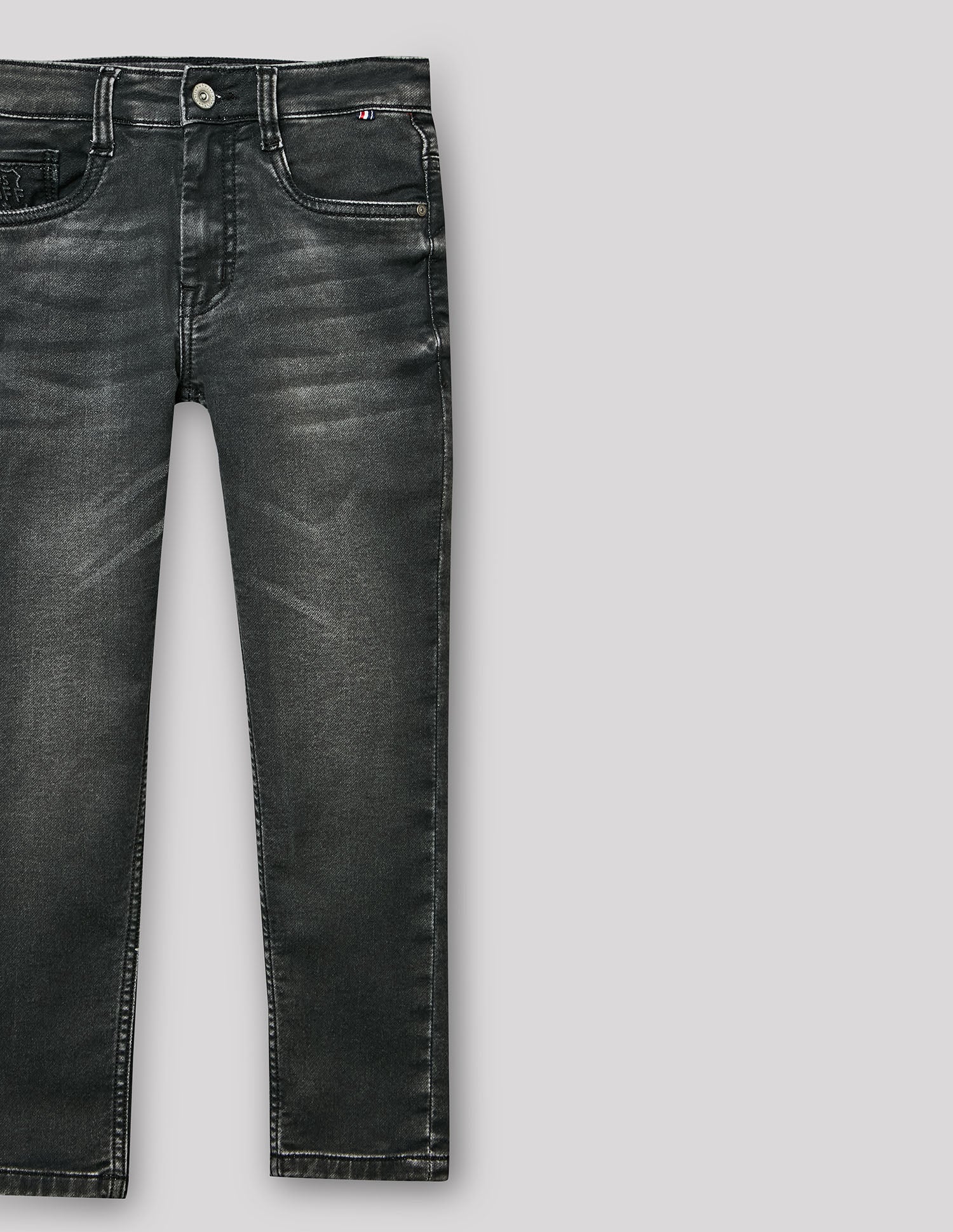 Boys Black Stretch Denim Regular Fit Jeans