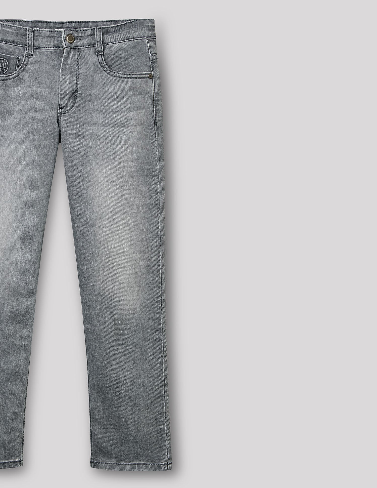 Boys Grey Stretch Straight Fit Jeans