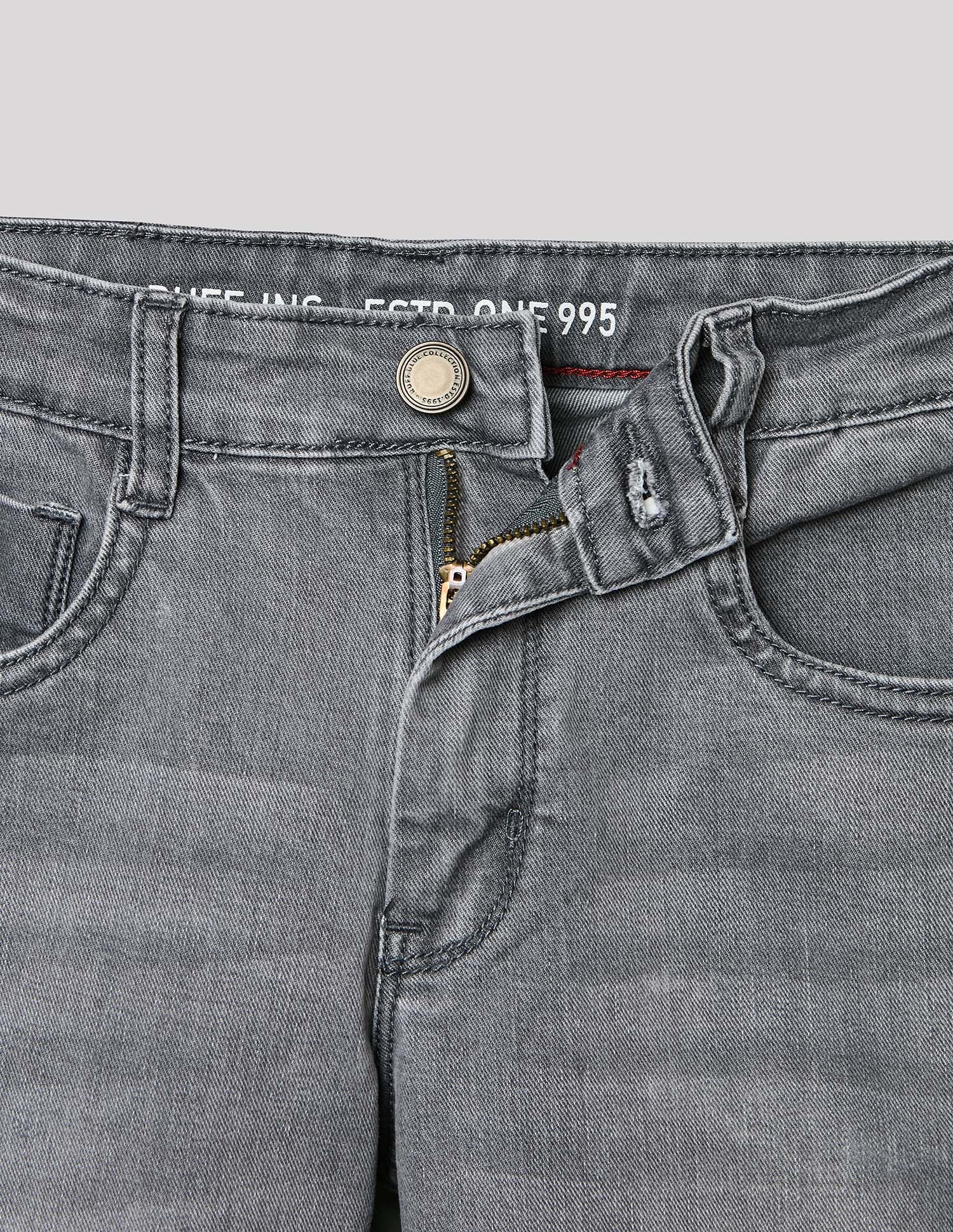 Boys Grey Stretch Straight Fit Jeans