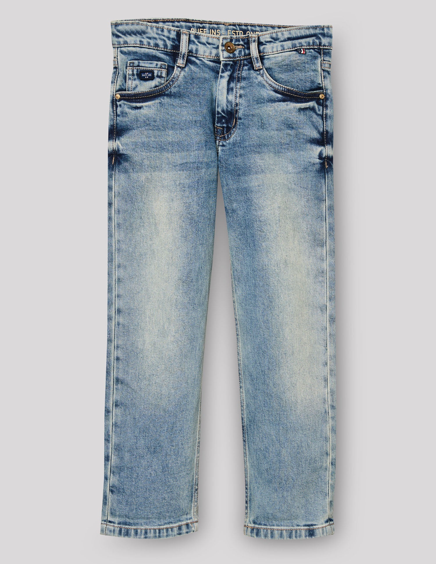 Boys Mud Brown Stretch Straight Fit Jeans