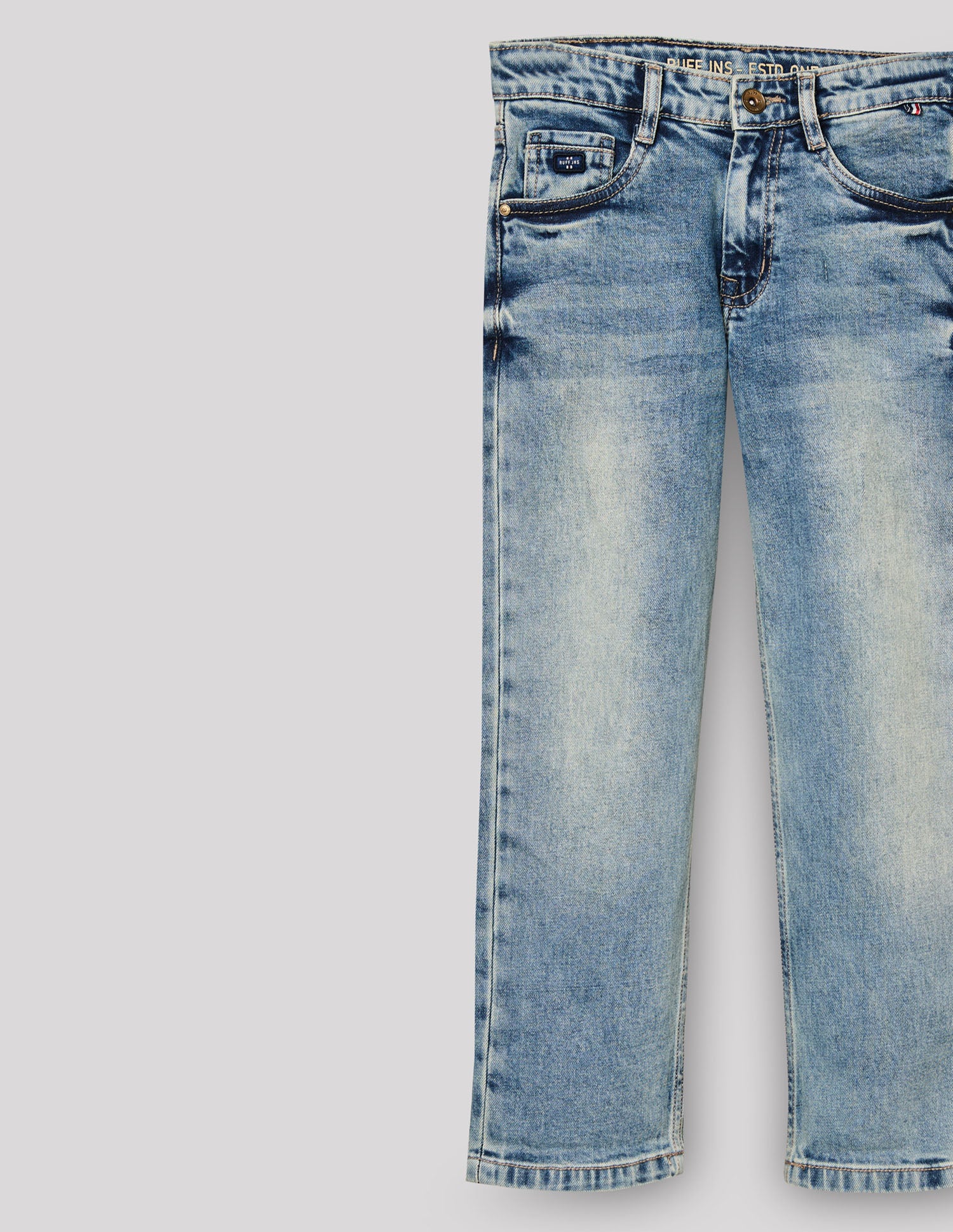 Boys Mud Brown Stretch Straight Fit Jeans