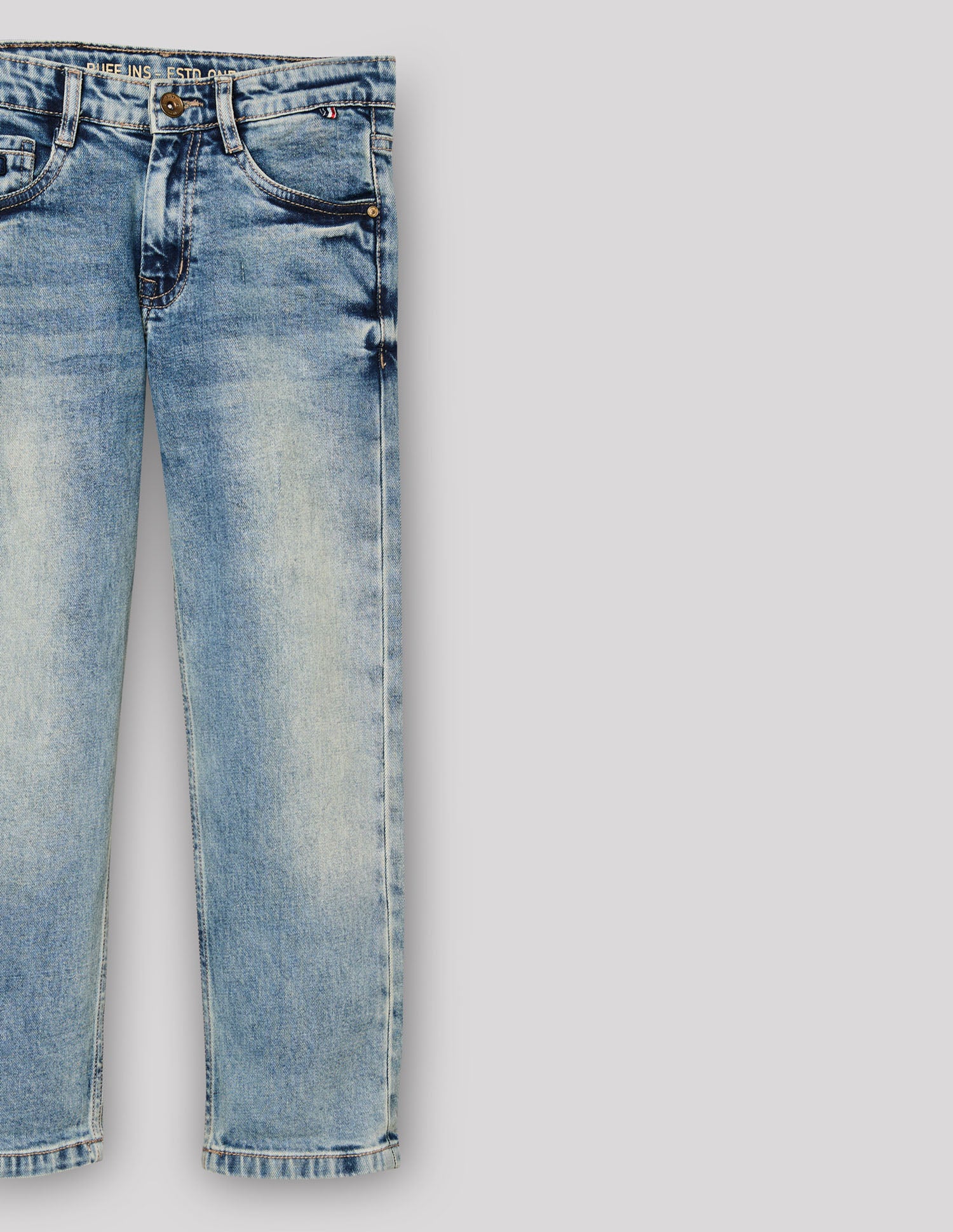 Boys Mud Brown Stretch Straight Fit Jeans