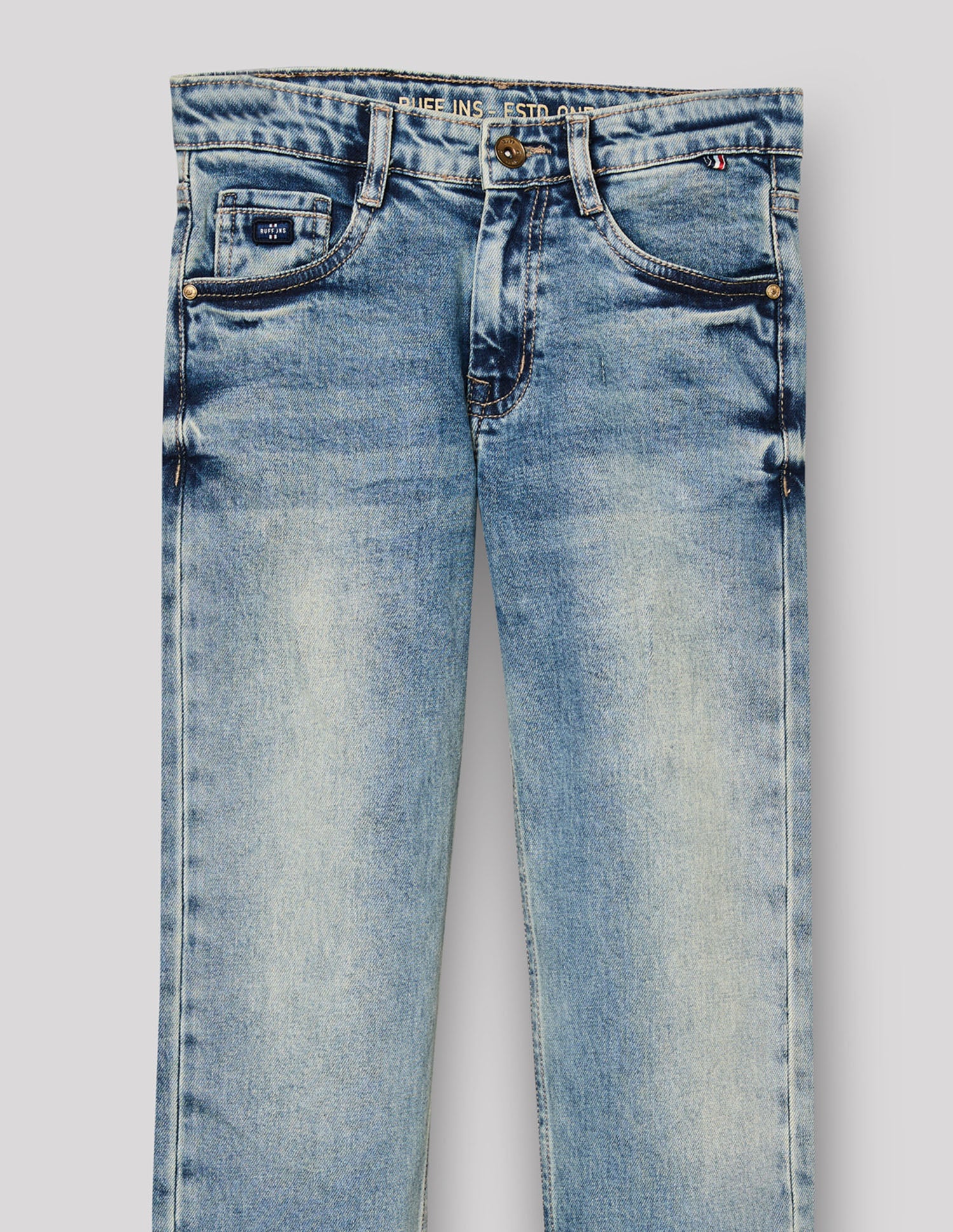 Boys Mud Brown Stretch Straight Fit Jeans
