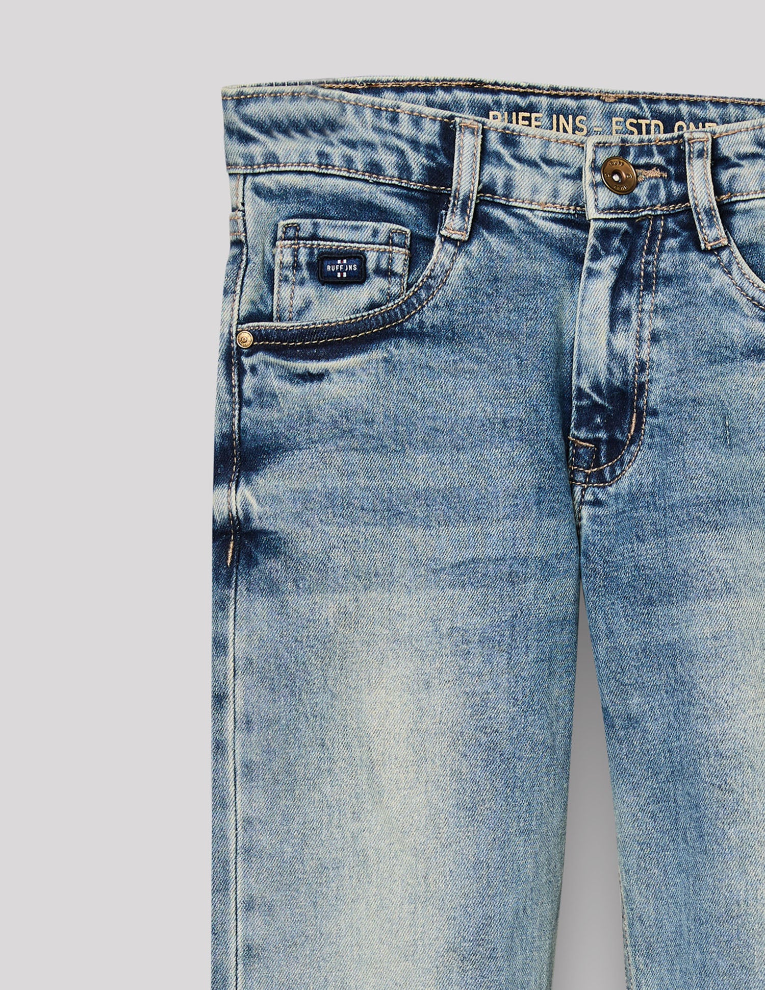 Boys Mud Brown Stretch Straight Fit Jeans