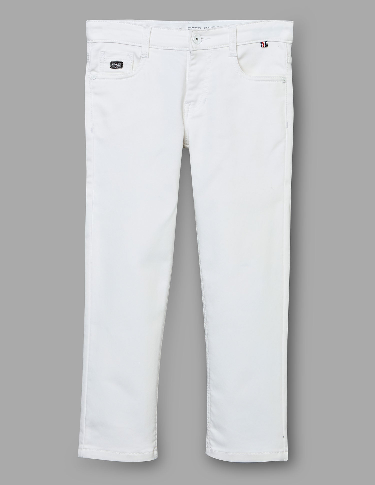 Boys White Stretch Straight Fit Jeans