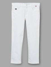 Boys White Stretch Straight Fit Jeans