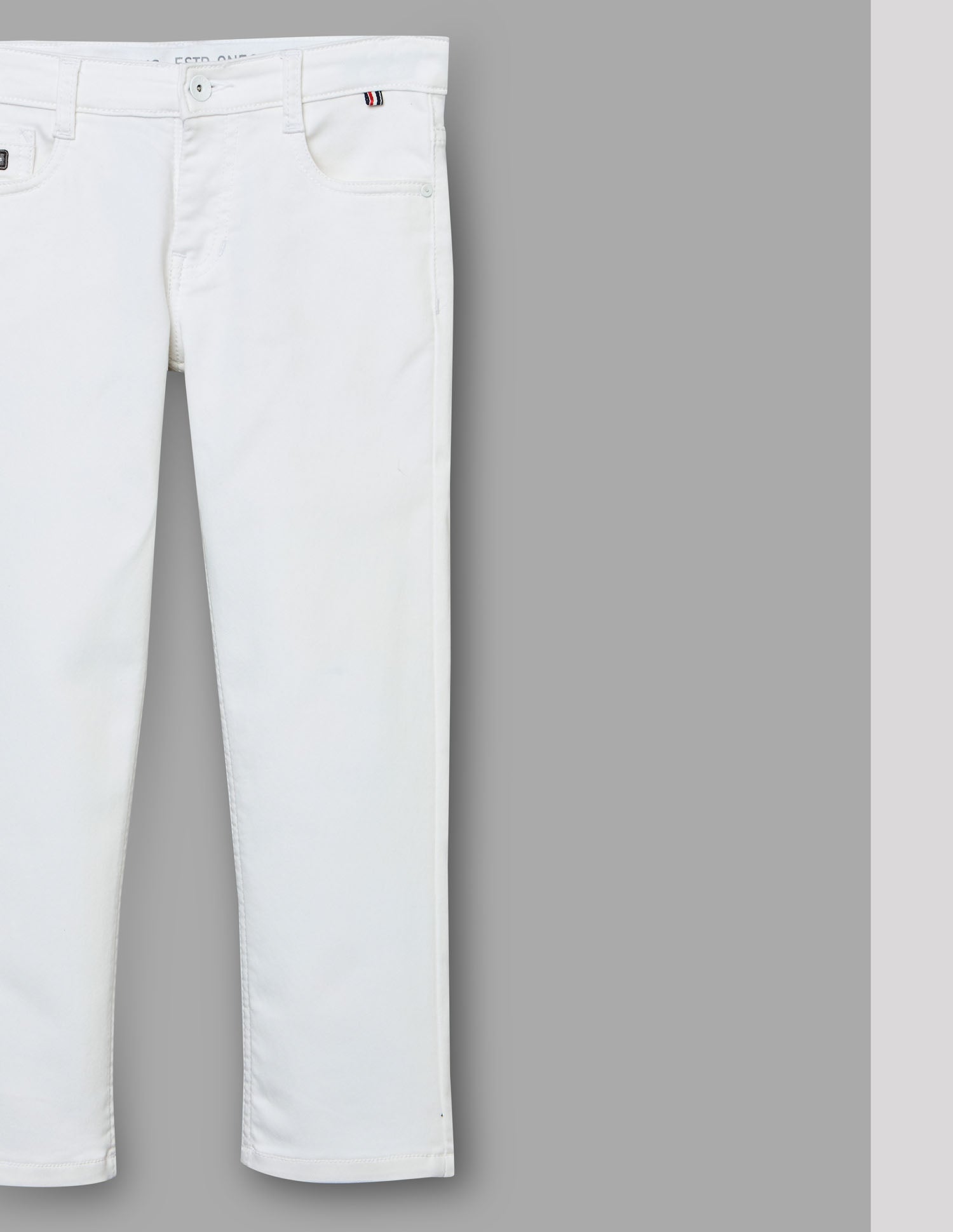 Boys White Stretch Straight Fit Jeans