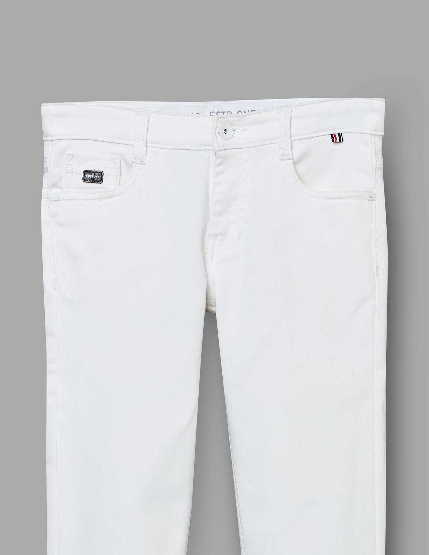 Boys White Stretch Straight Fit Jeans