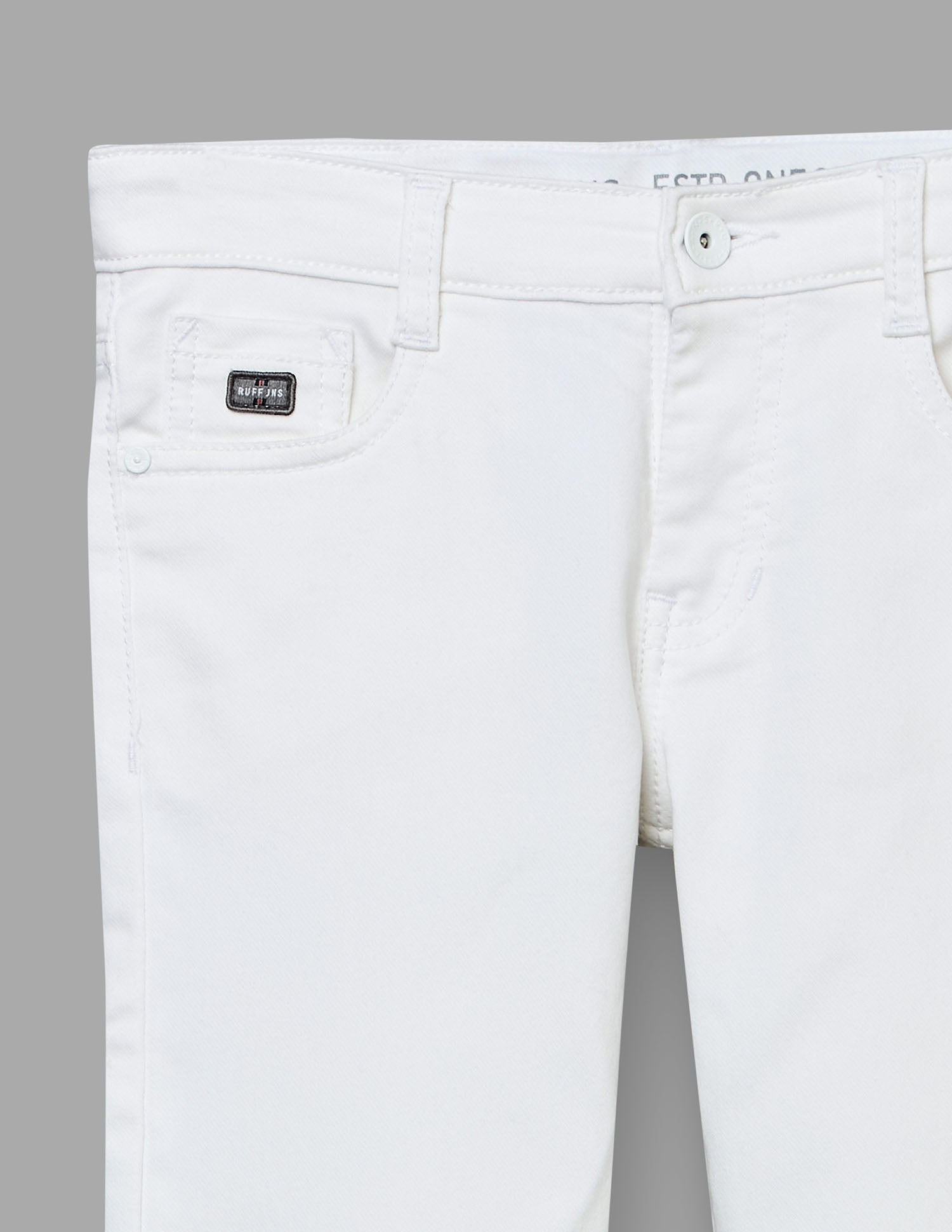 Boys White Stretch Straight Fit Jeans