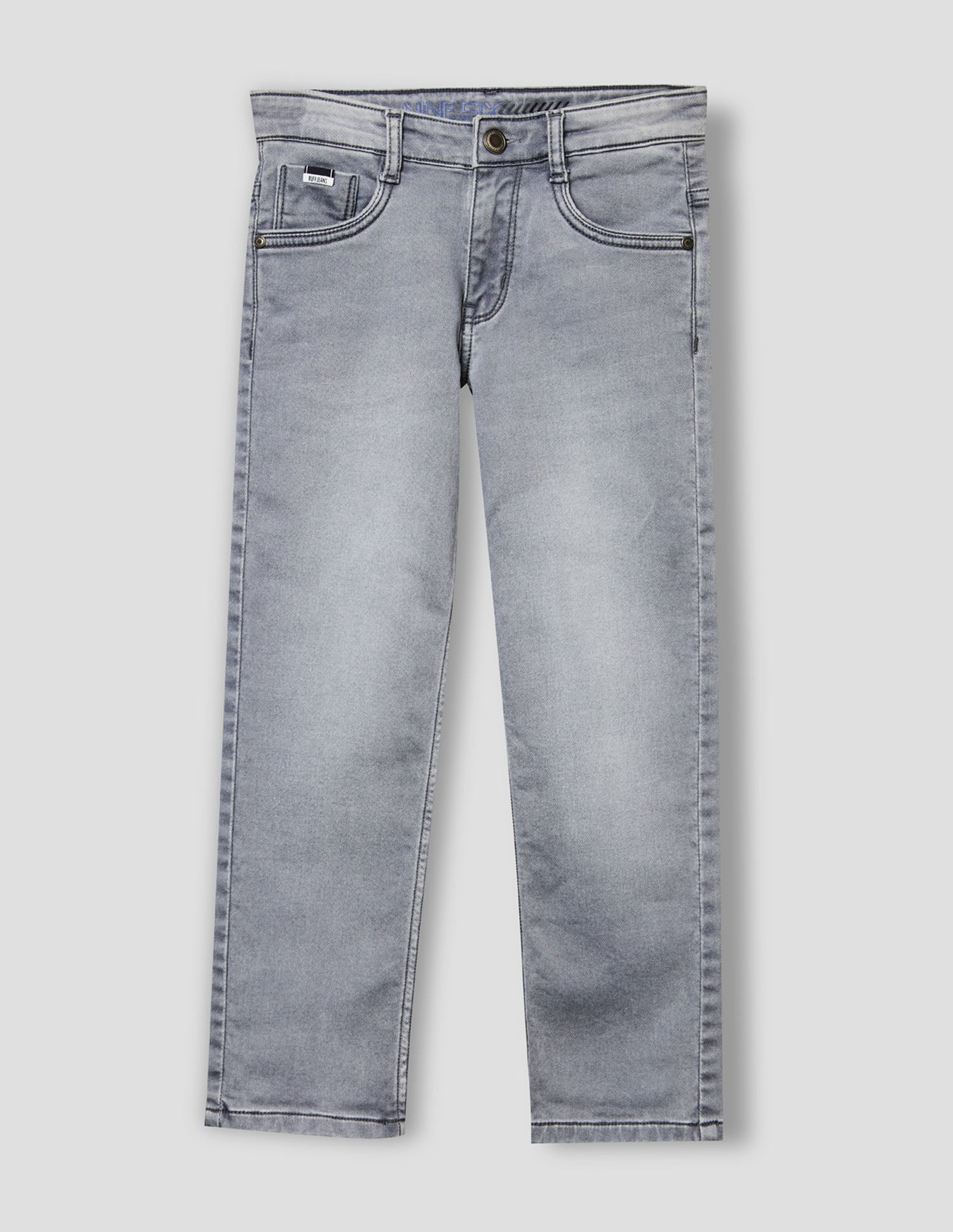 Boys Grey Stretch Straight Fit Fashion Jeans