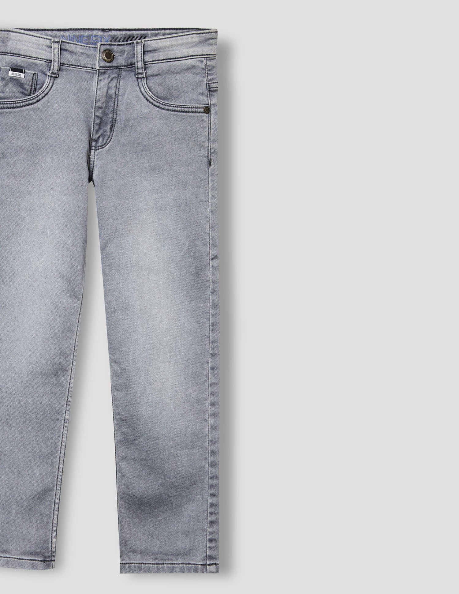 Boys Grey Stretch Straight Fit Fashion Jeans