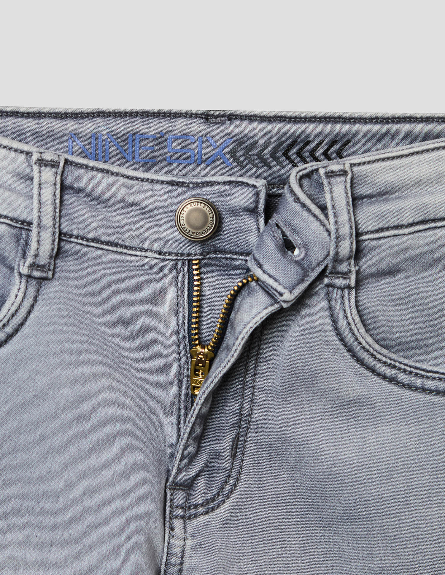 Boys Grey Stretch Straight Fit Fashion Jeans