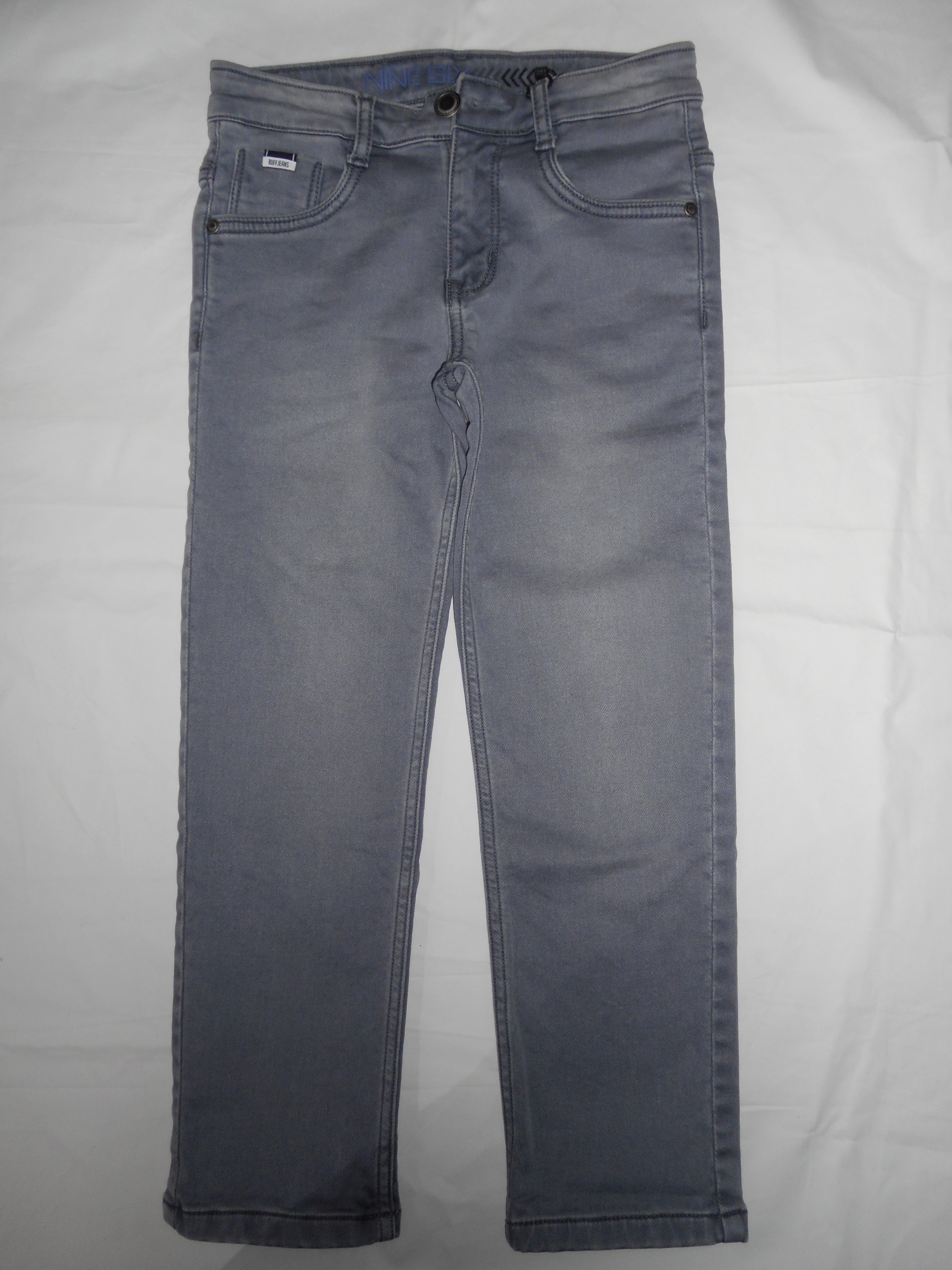 Boys Grey Stretch Straight Fit Fashion Jeans