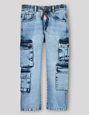 Boys Stone Cotton Baggy Fit Jeans
