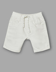 Boys White Stretch Denim Bermuda Shorts