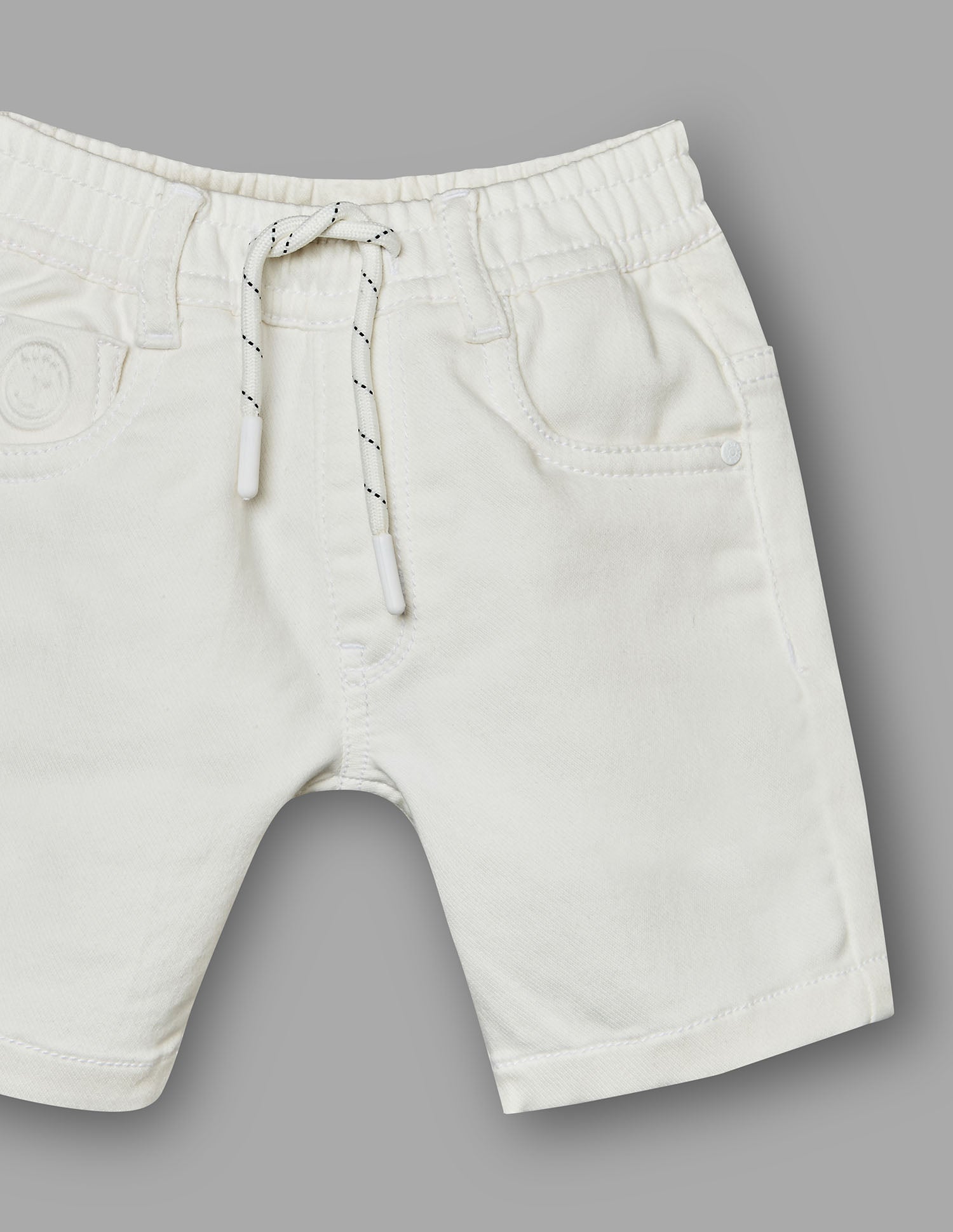 Boys White Stretch Denim Bermuda Shorts