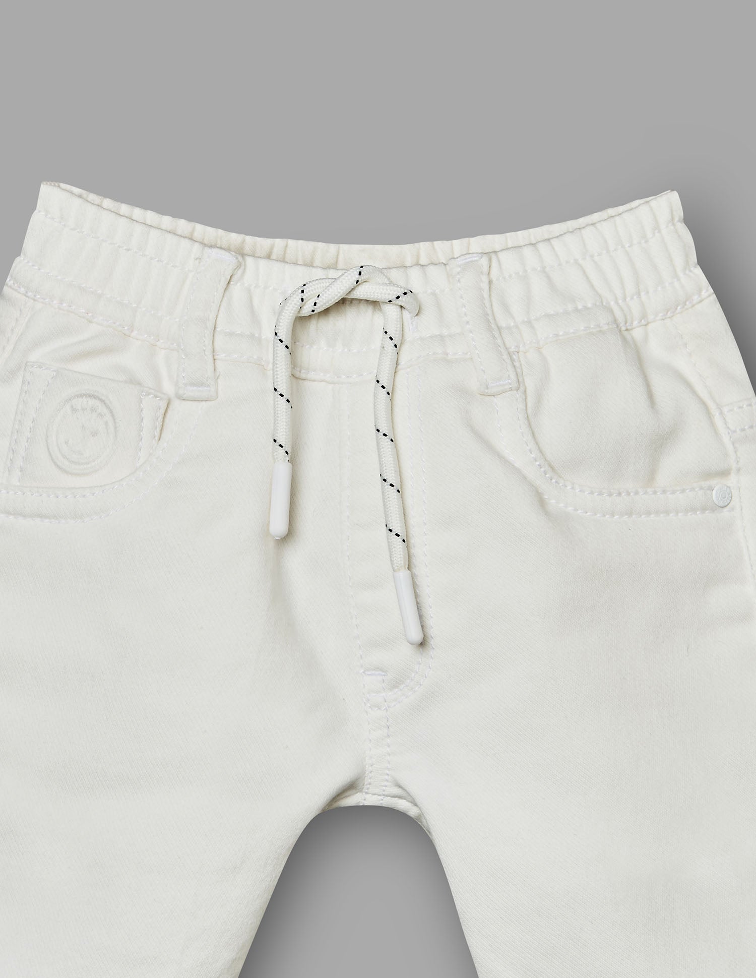 Boys White Stretch Denim Bermuda Shorts