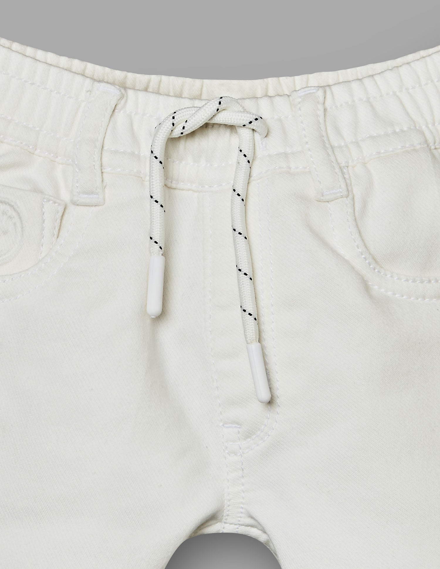 Boys White Stretch Denim Bermuda Shorts