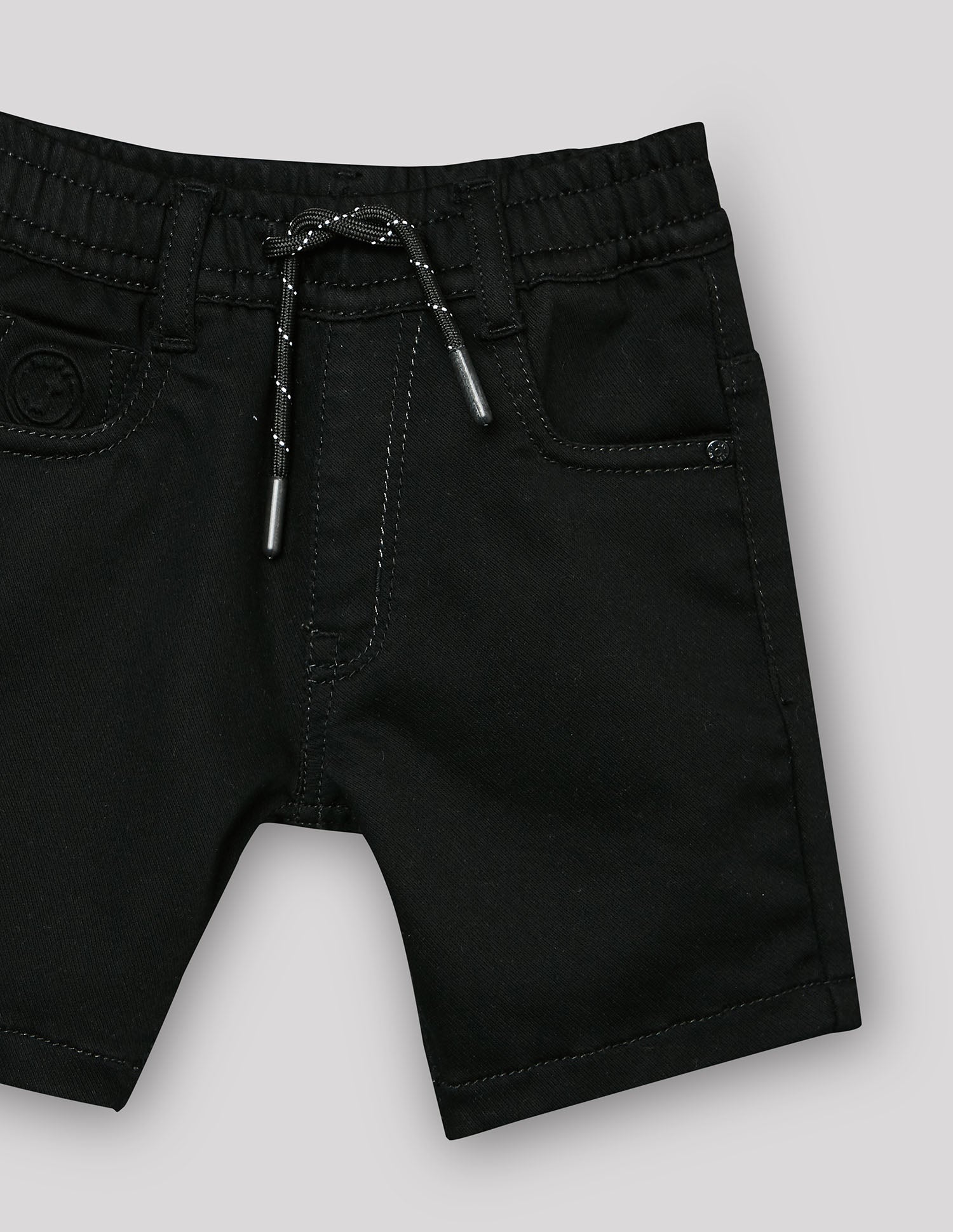 Boys Black Stretch Denim Bermuda Shorts