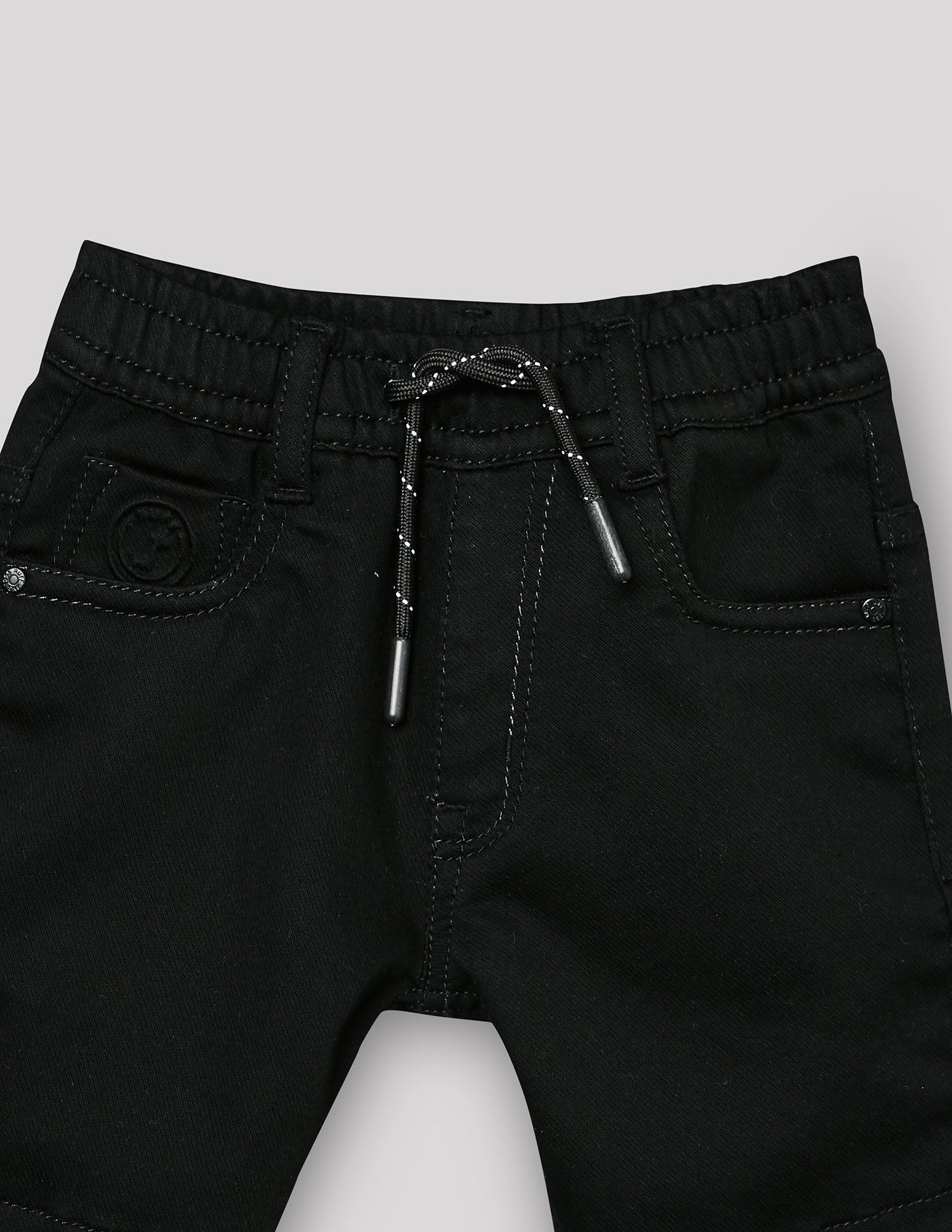 Boys Black Stretch Denim Bermuda Shorts