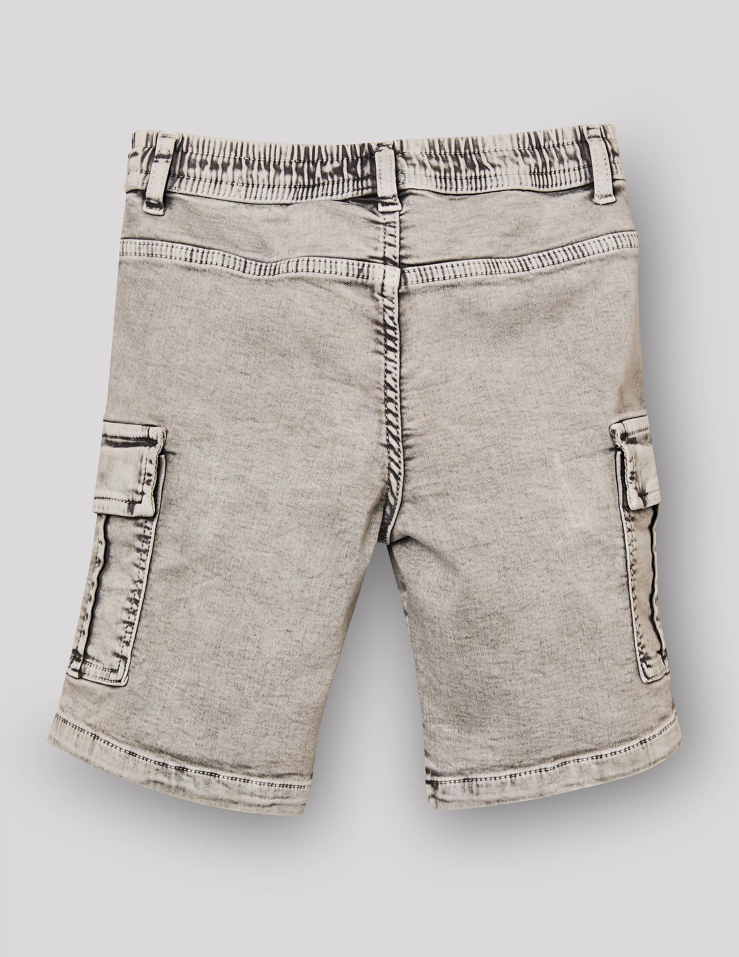 Boys Ash Grey Stretch Denim Bermuda Shorts