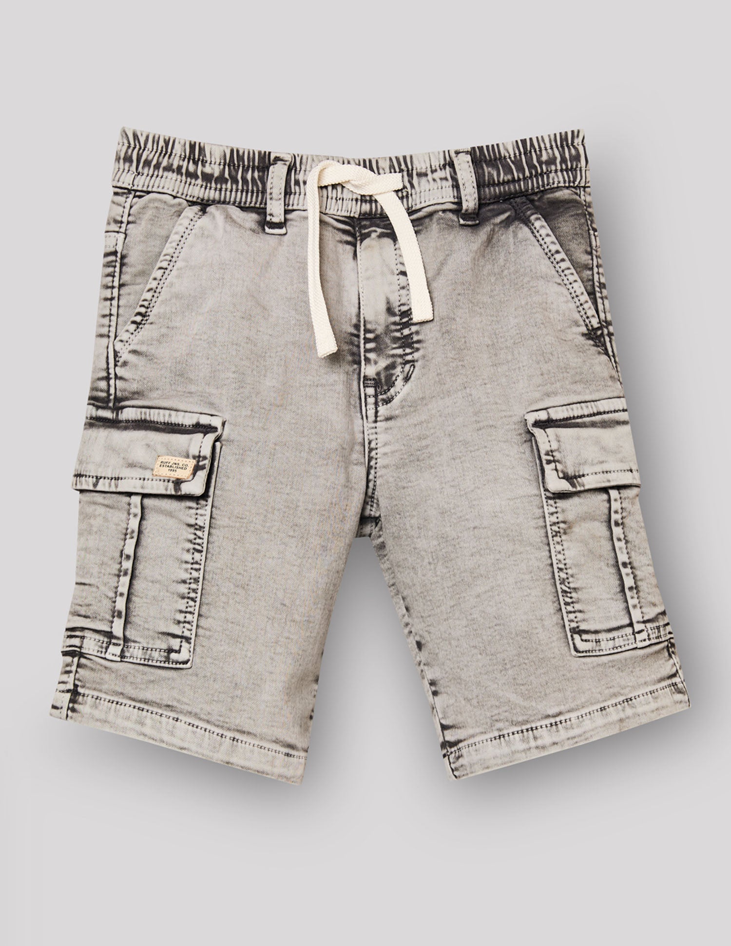 Boys Ash Grey Stretch Denim Bermuda Shorts