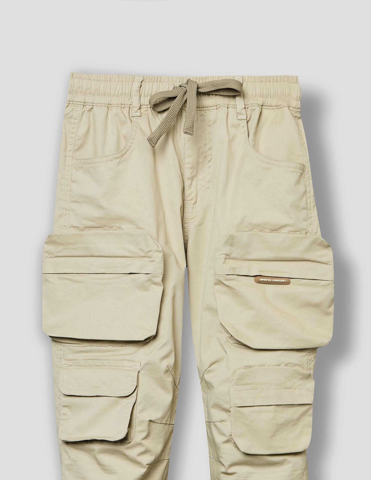 Boys Fawn Cotton Stretch Baggy Fit Cargo Pants