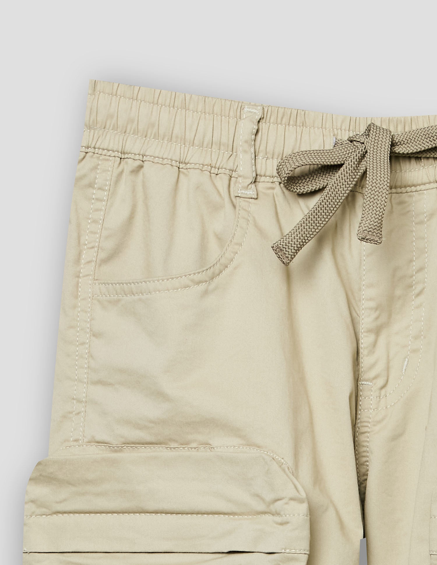 Boys Fawn Cotton Stretch Baggy Fit Cargo Pants