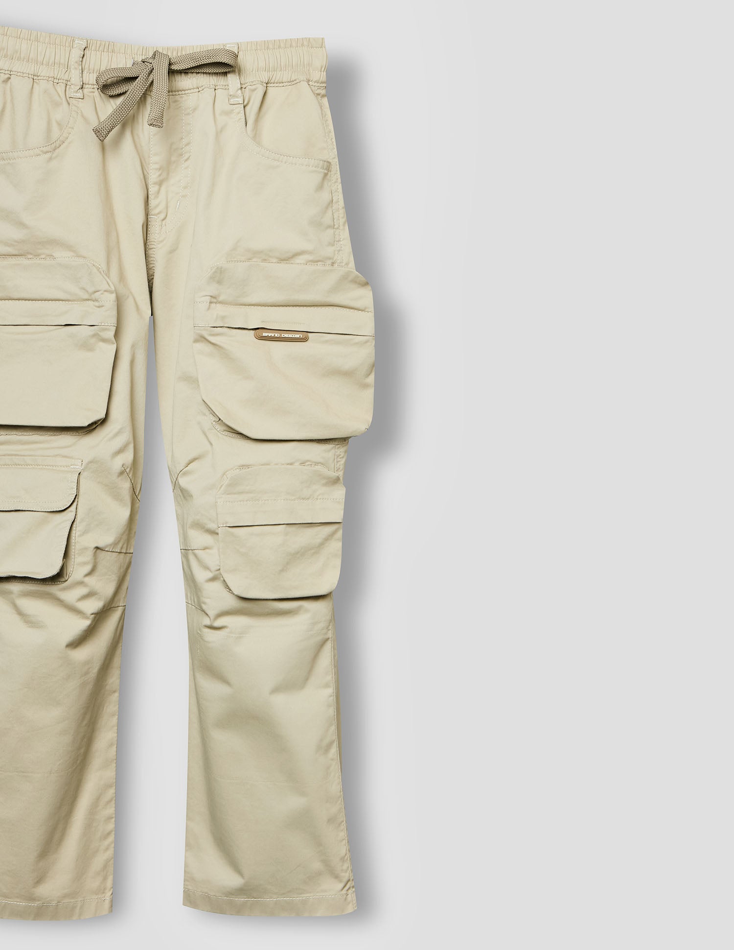 Boys Fawn Cotton Stretch Baggy Fit Cargo Pants