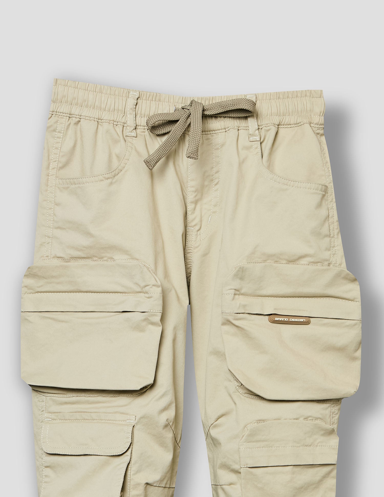 Boys Fawn Cotton Stretch Baggy Fit Cargo Pants