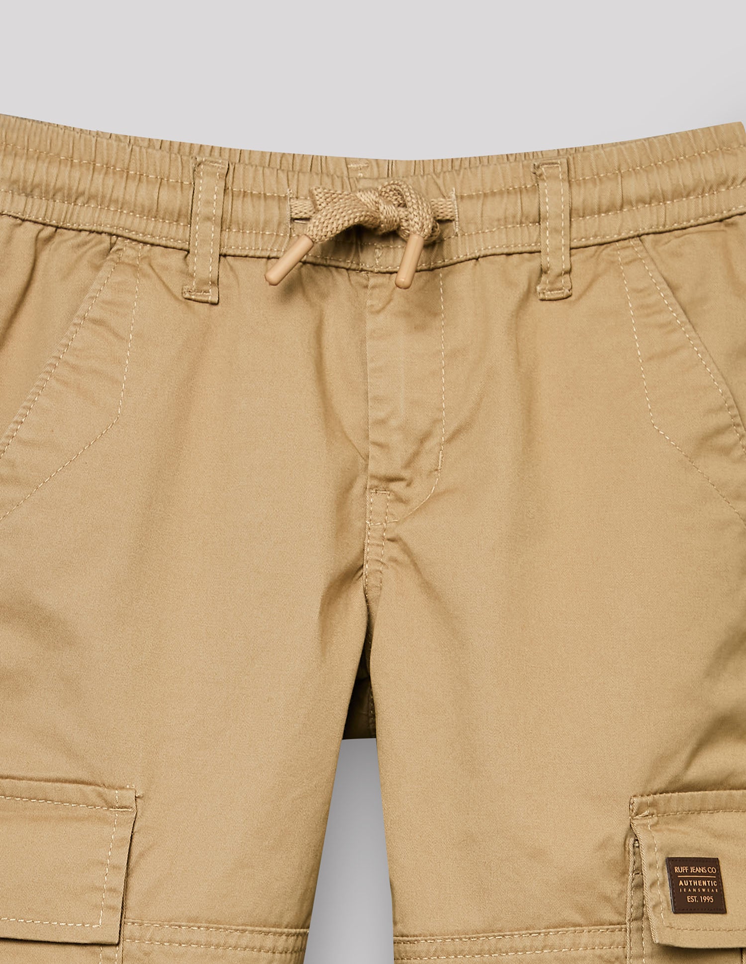 Boys Khakhi Cotton Stretch Cargo Straight Fit Pants