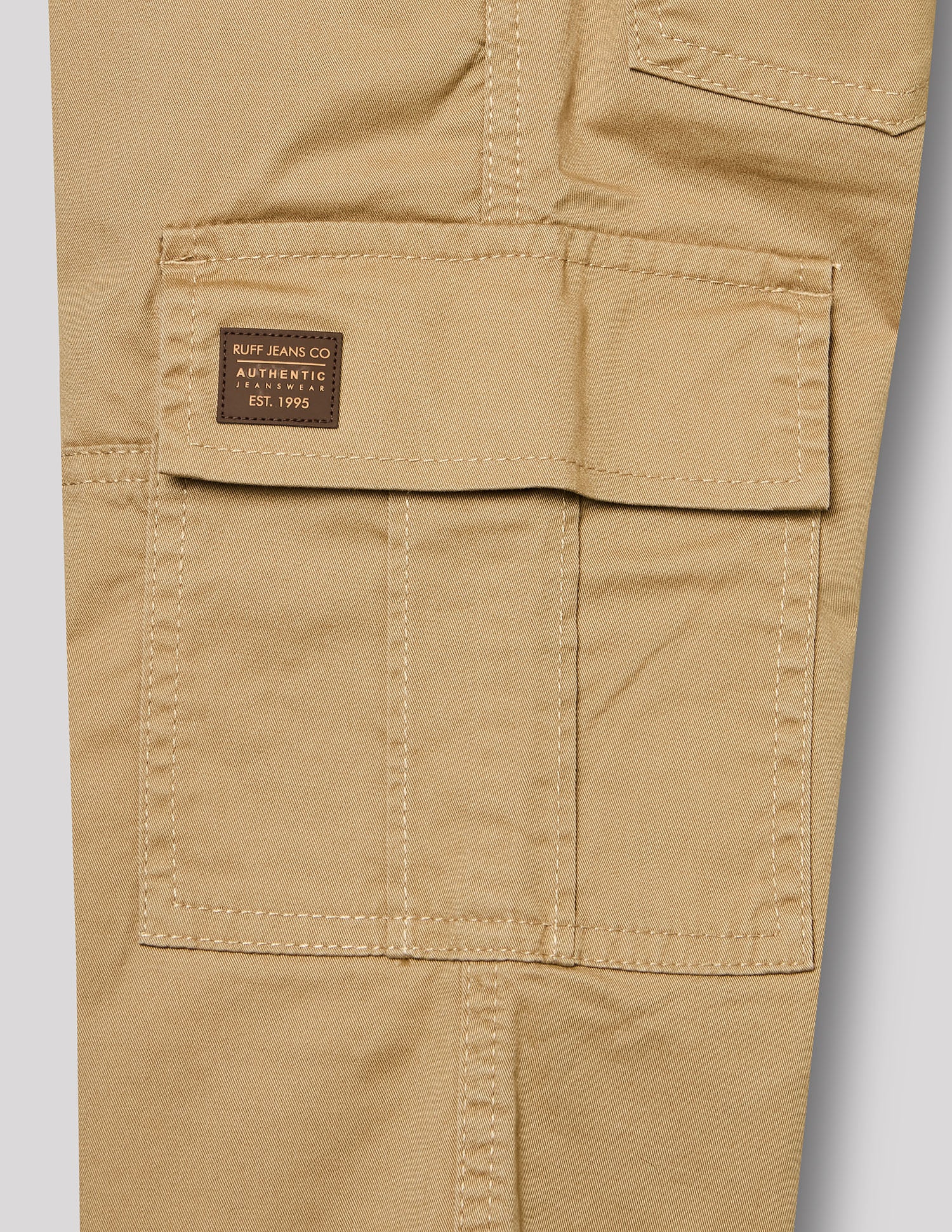 Boys Khakhi Cotton Stretch Cargo Straight Fit Pants