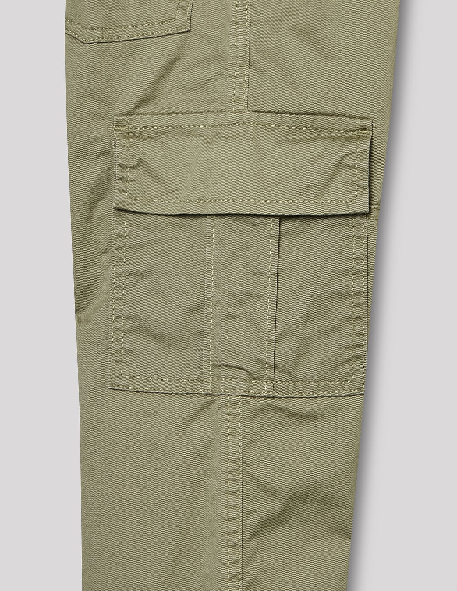 Boys Olive Cotton Stretch Straight Fit Cargo Pants