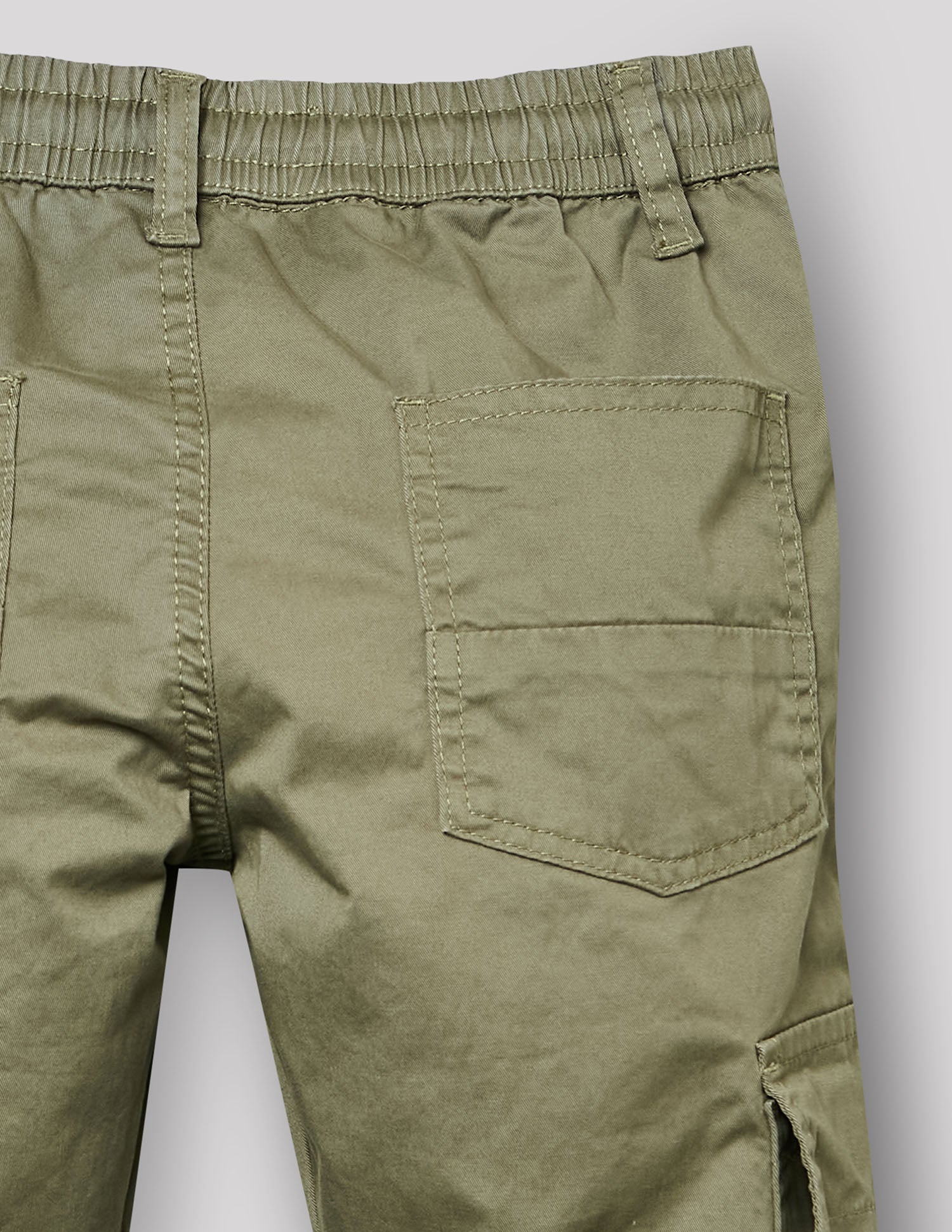 Boys Olive Cotton Stretch Straight Fit Cargo Pants