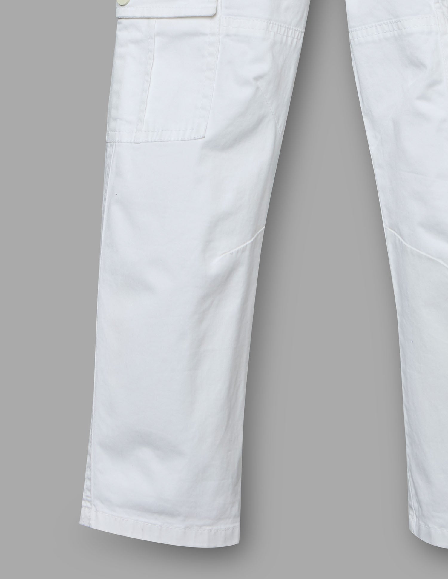 Boys White Cotton Stretch Cargo Straight Fit Pants