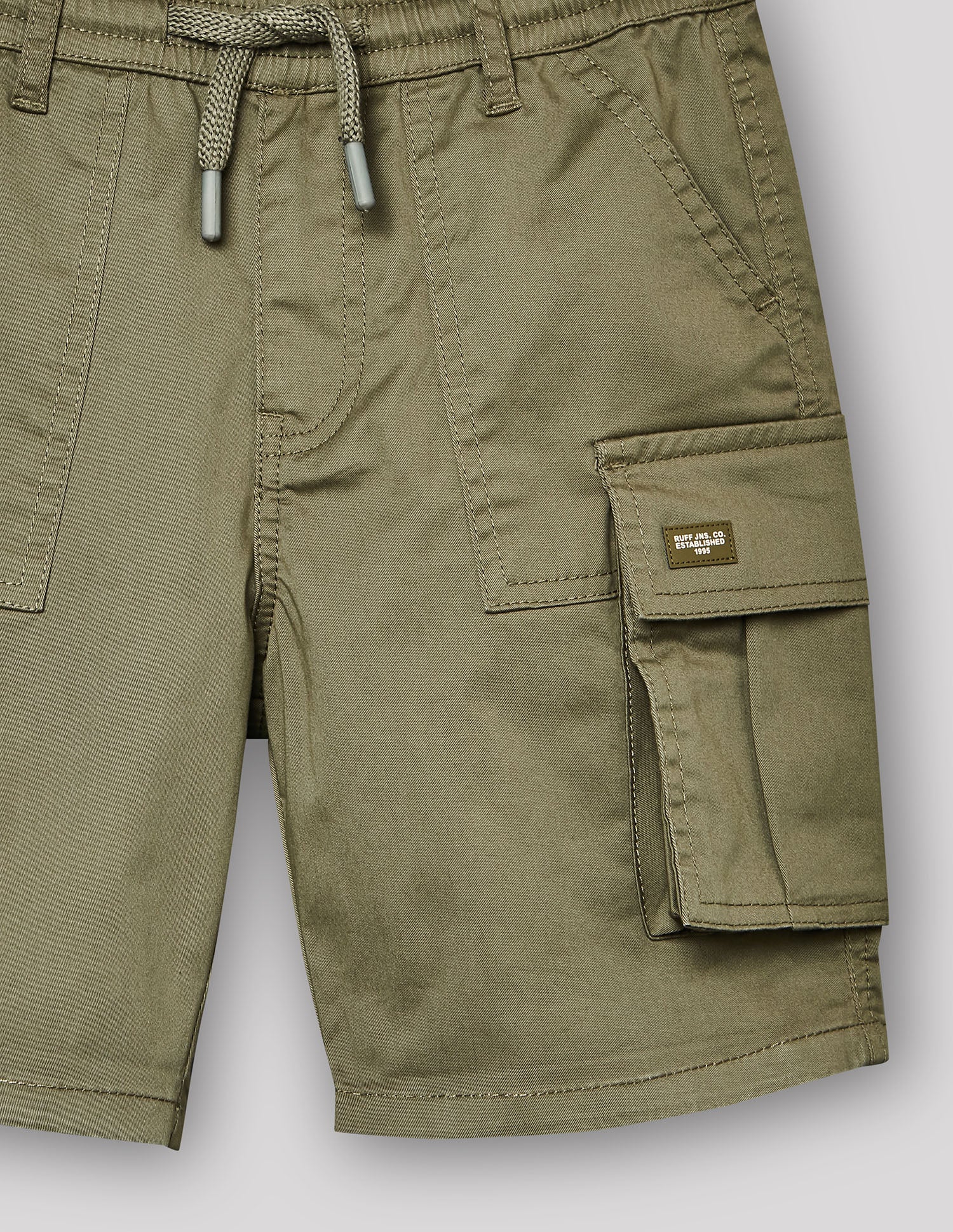 Boys Olive Cotton Stretch Cargo Bermuda Shorts