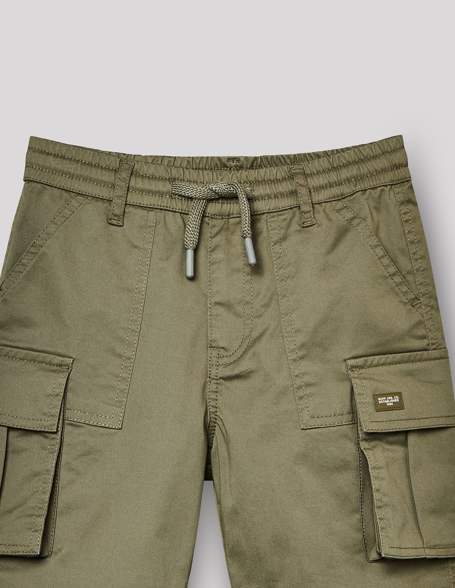 Boys Olive Cotton Stretch Cargo Bermuda Shorts