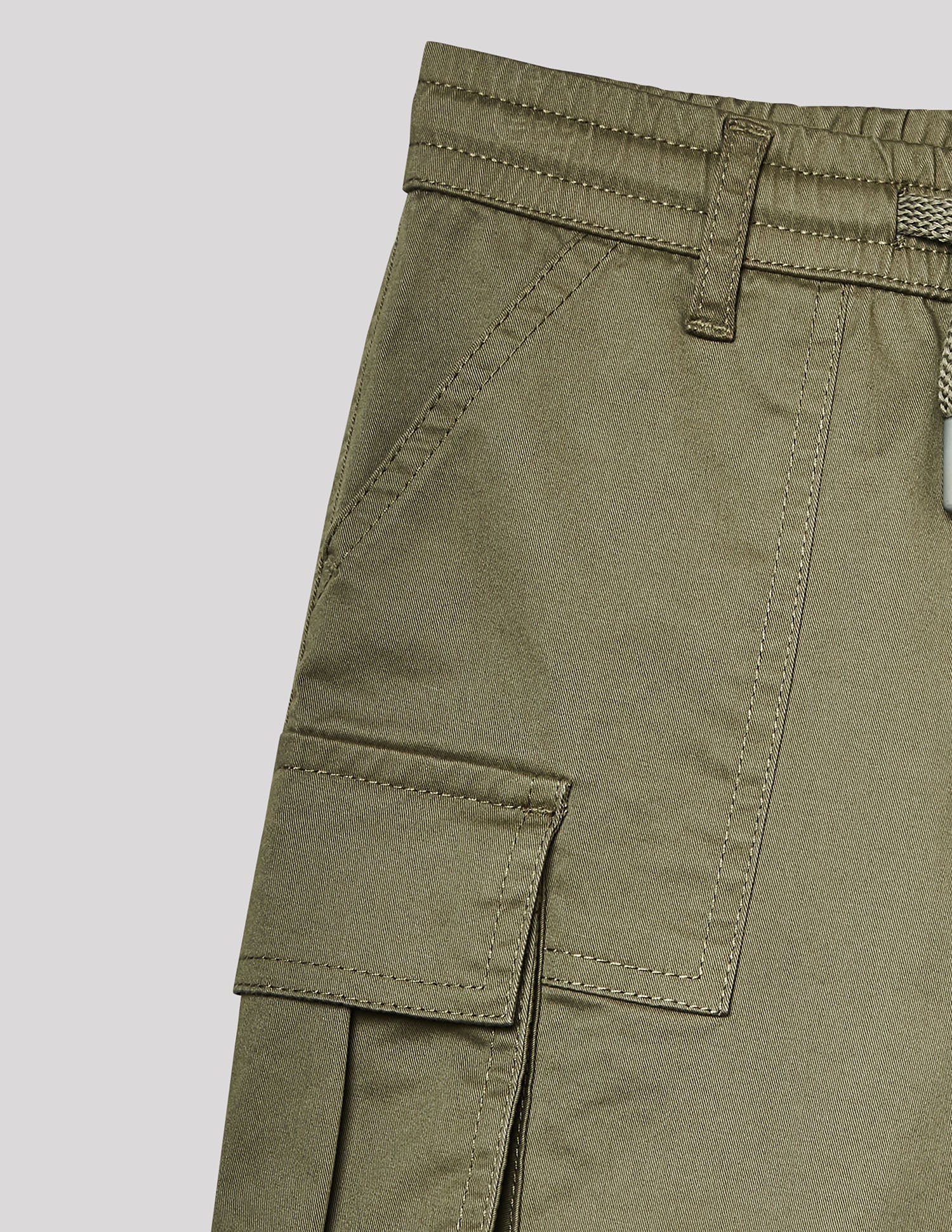 Boys Olive Cotton Stretch Cargo Bermuda Shorts