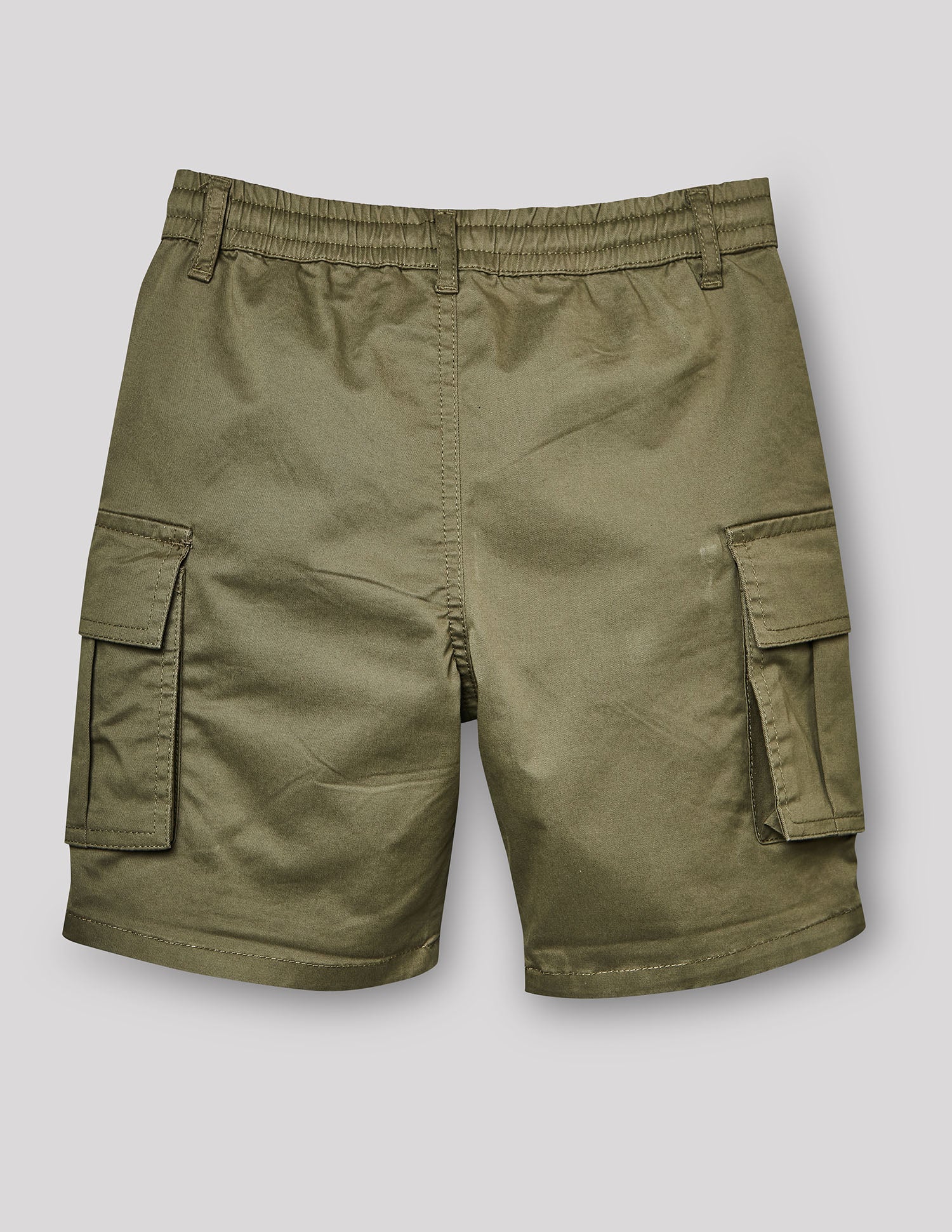 Boys Olive Cotton Stretch Cargo Bermuda Shorts