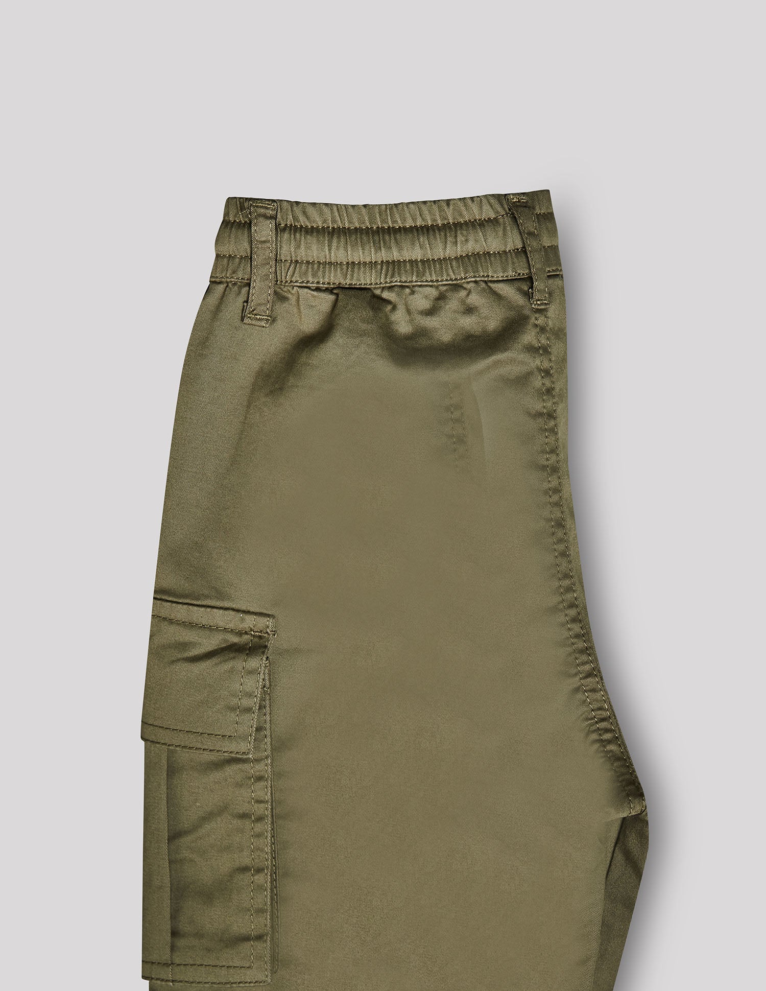 Boys Olive Cotton Stretch Cargo Bermuda Shorts