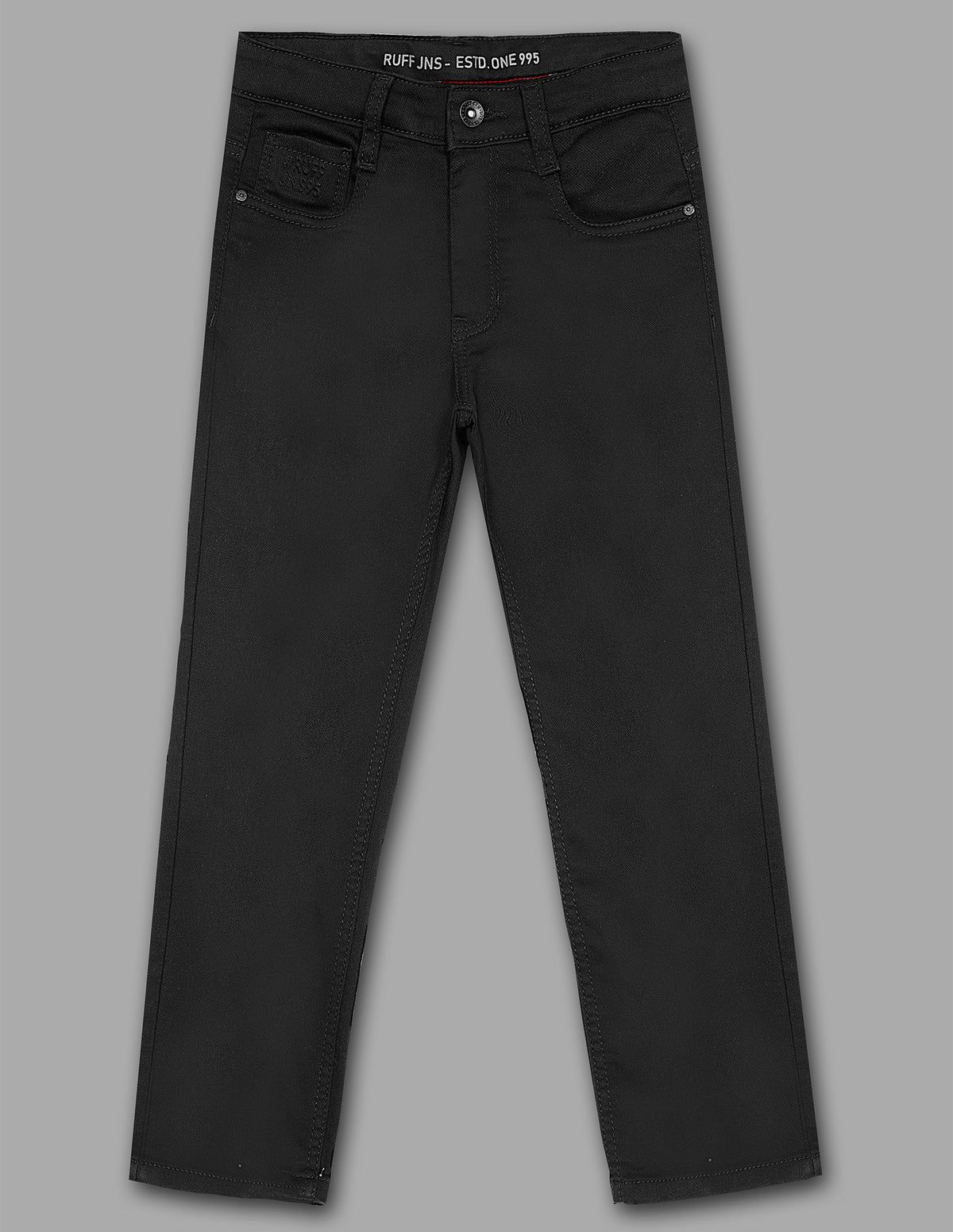 Boys Black Cotton Blend Straight Fit Jeans