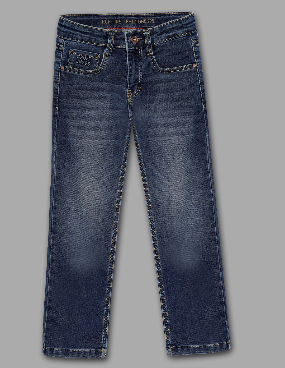 Boys Mud Brown Cotton Blend Straight Fit Jeans