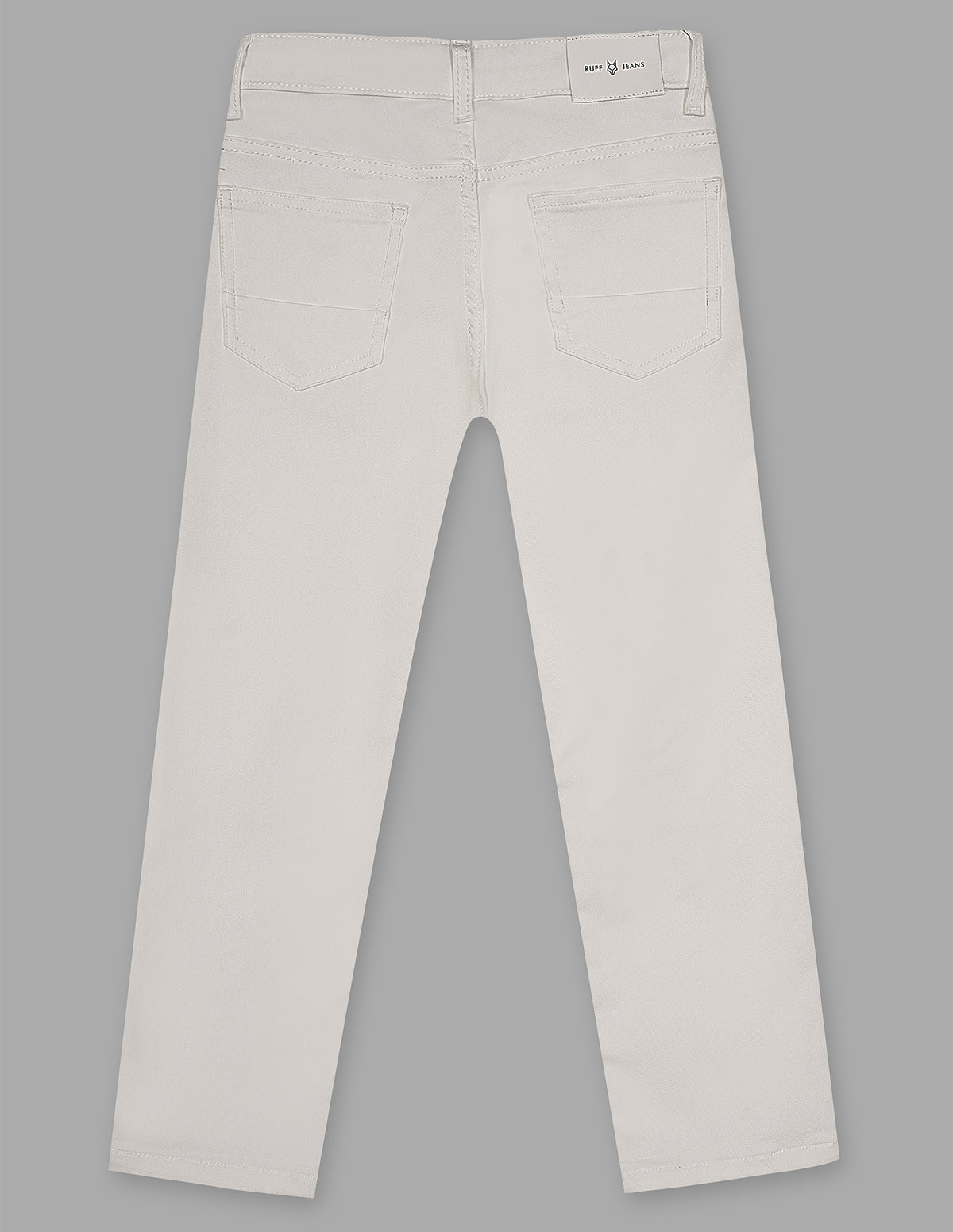 Boys White Cotton Blend Straight Fit Jeans