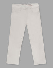 Boys White Cotton Blend Straight Fit Jeans